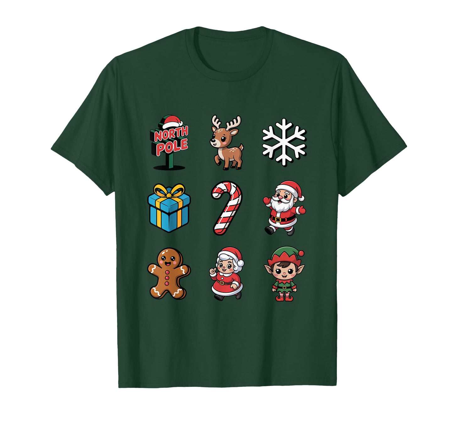 Adorable Santa Elf Reindeer Gingerbread Xmas T-Shirt