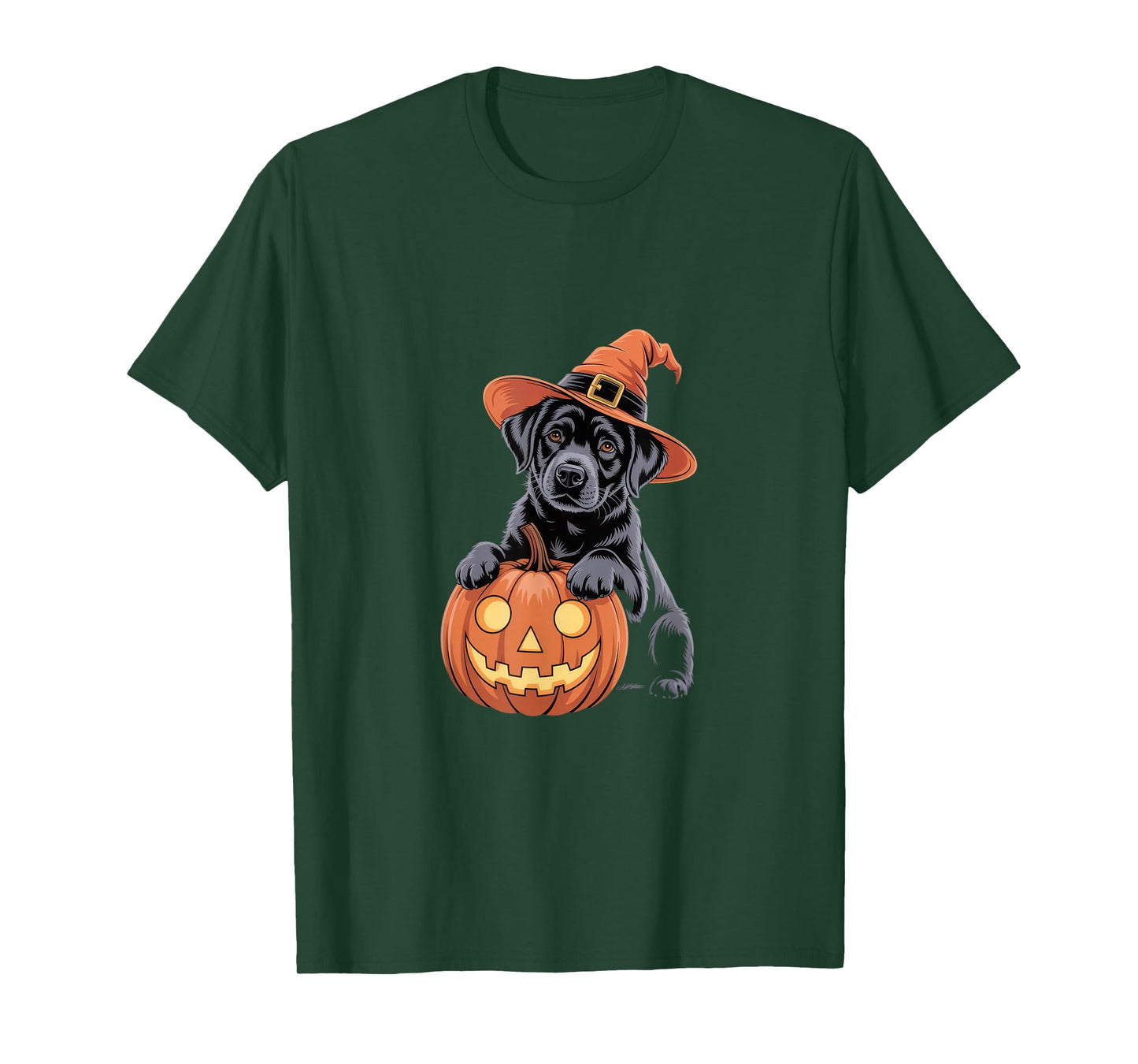 Cute Dog with Pumpkin and Witch Hat for Halloween Pet Lovers T-Shirt