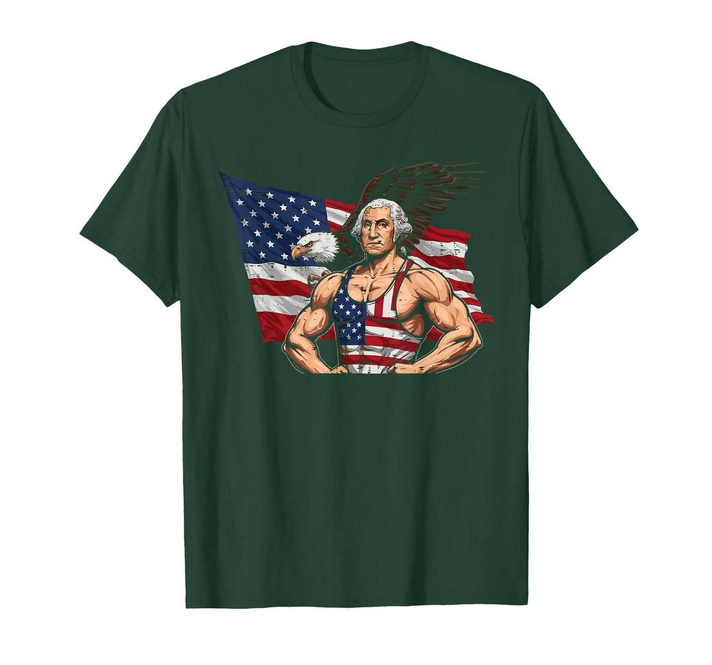 4th Of July Gym Washington Muscle Flag Workout Men Women T-Shirt