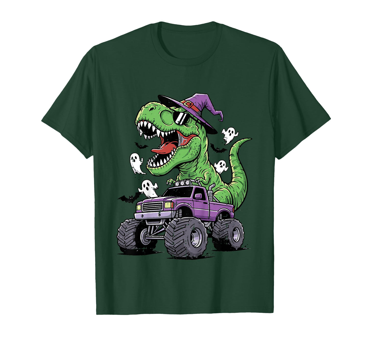 Kids Halloween Dino On Monster Truck Trex Costume Boys Kids Youth T-Shirt
