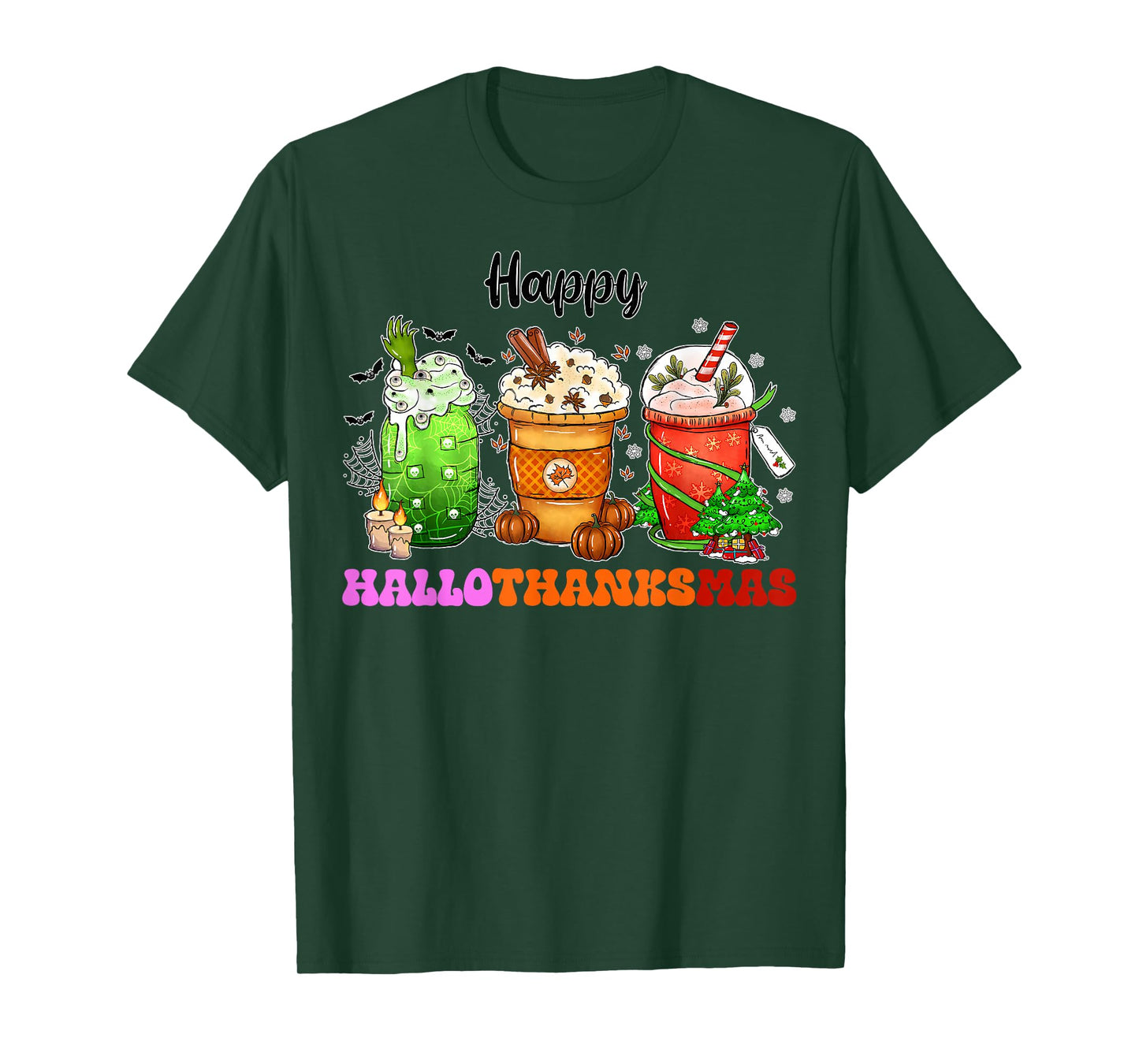 Halloween Thanksgiving Happy Hallothanksmas Coffee Latte T-Shirt