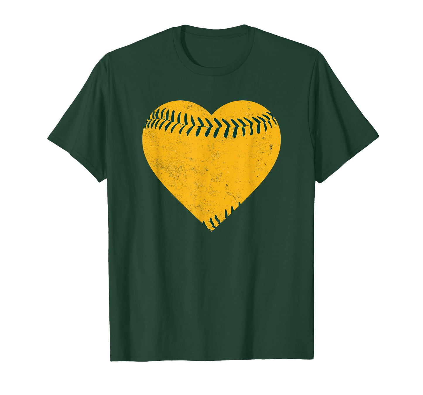 Vintage Gold and Green Baseball Heart T-Shirt