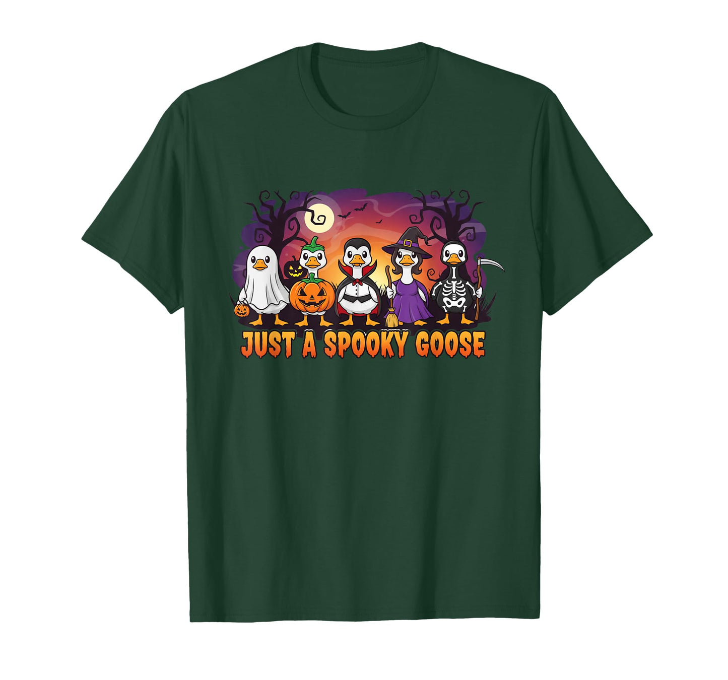 Just A Spooky Goose Tee Funny Halloween Goose Gang Gifts T-Shirt