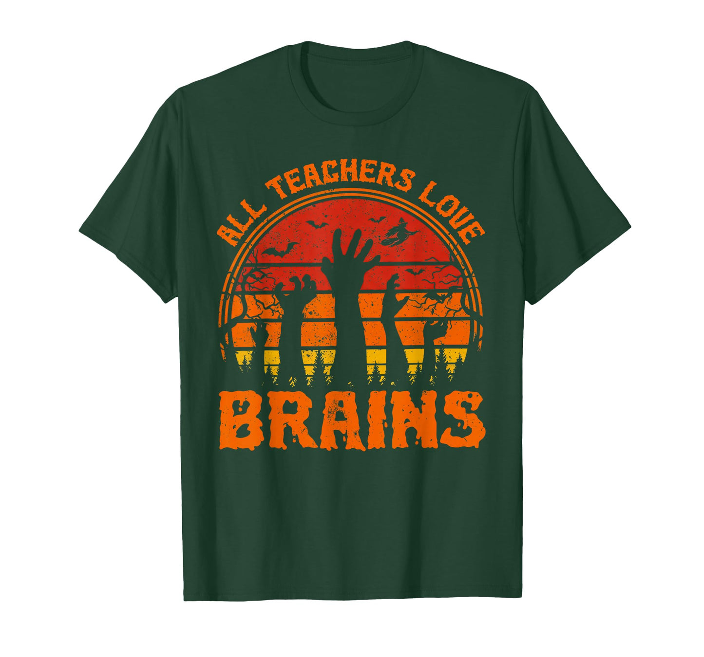 All Teachers Love Brains Funny Halloween Spooky Season T-Shirt