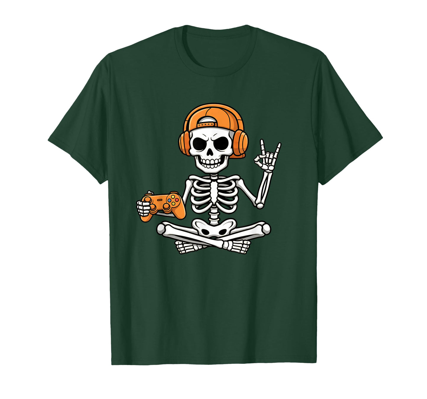 Halloween Skelton Gamer Video Gaming Funny Kids Boys Men T-Shirt
