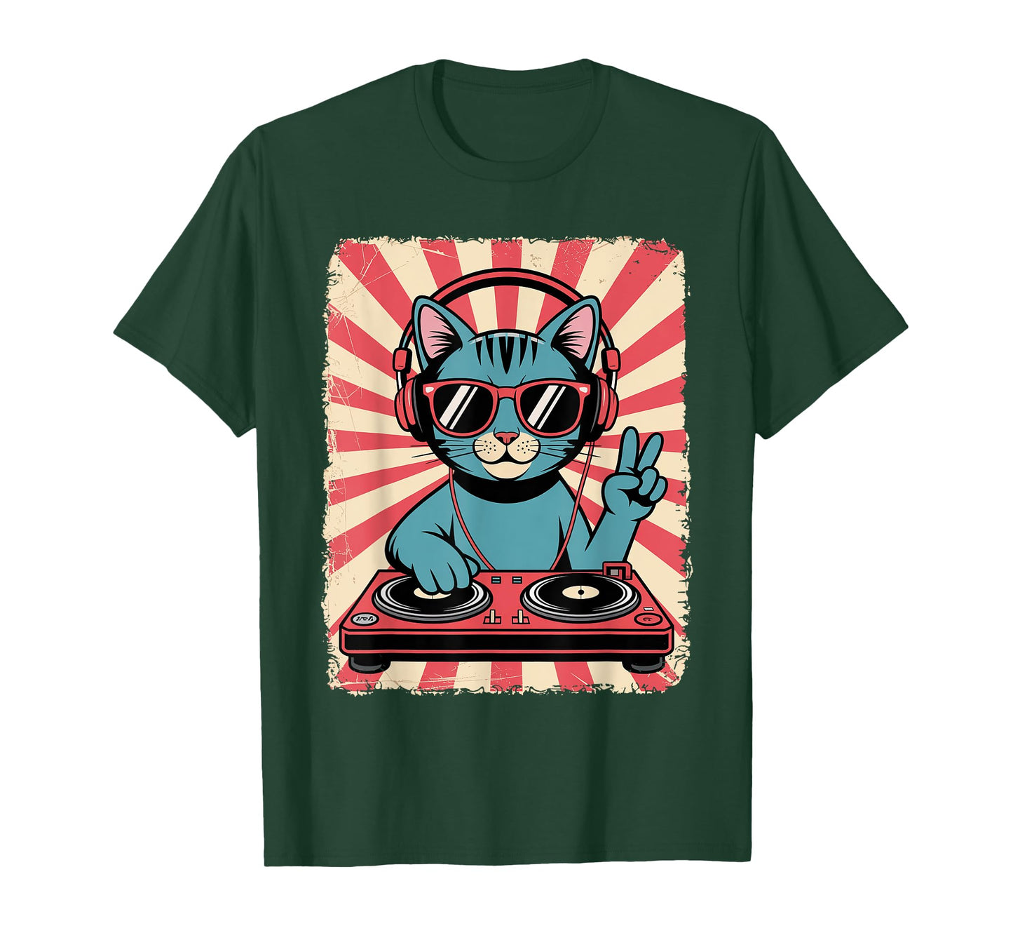 Vintage DJ Cat Retro Disco Music Toddler Boys Girls Kids T-Shirt
