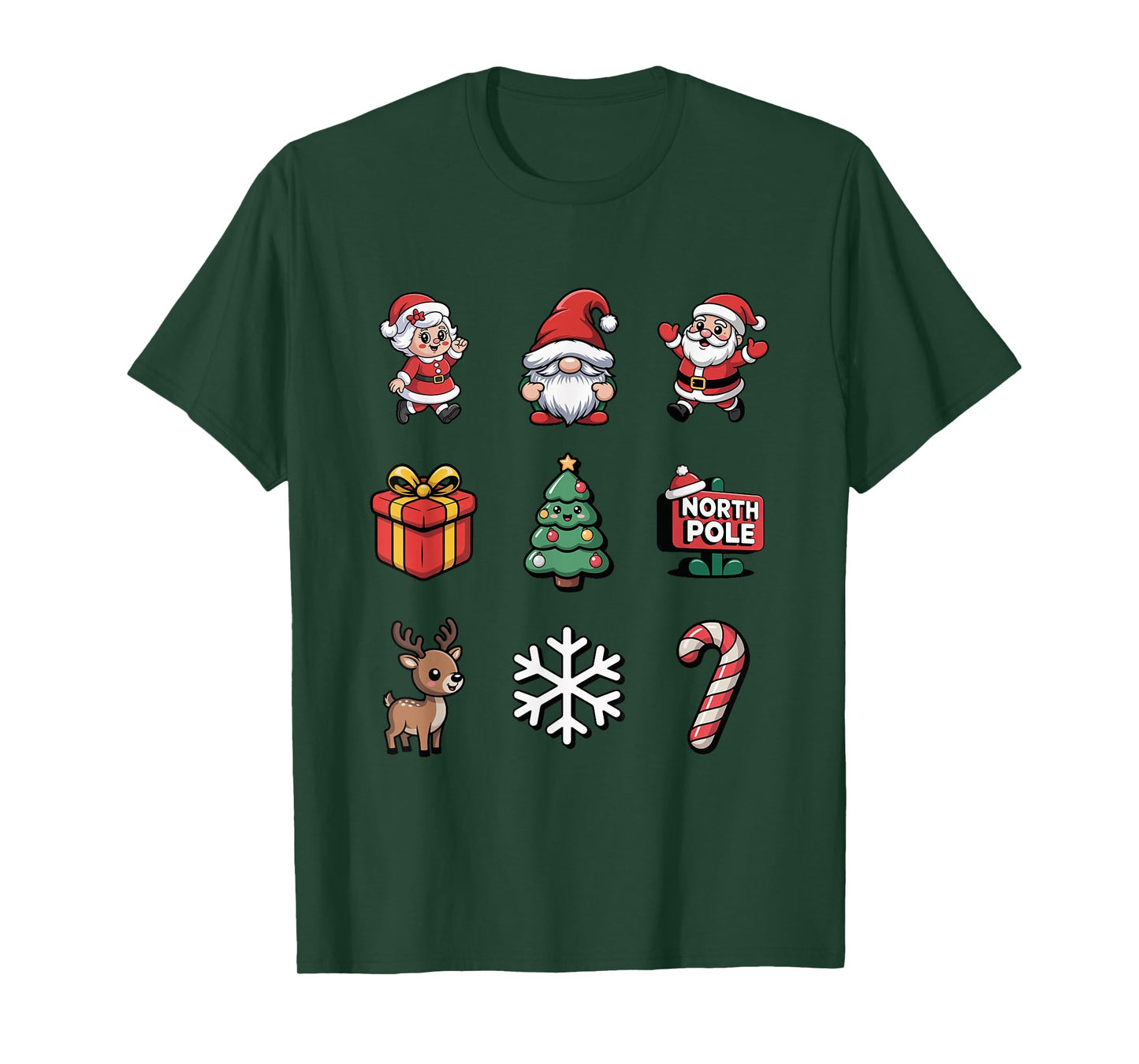 Adorable Santa Gnome Reindeer Candy Cane Christmas T-Shirt