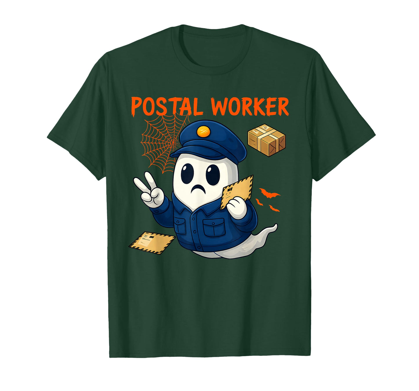 Postal Worker Pumpkin Post Office Staff Ghost Halloween Men T-Shirt