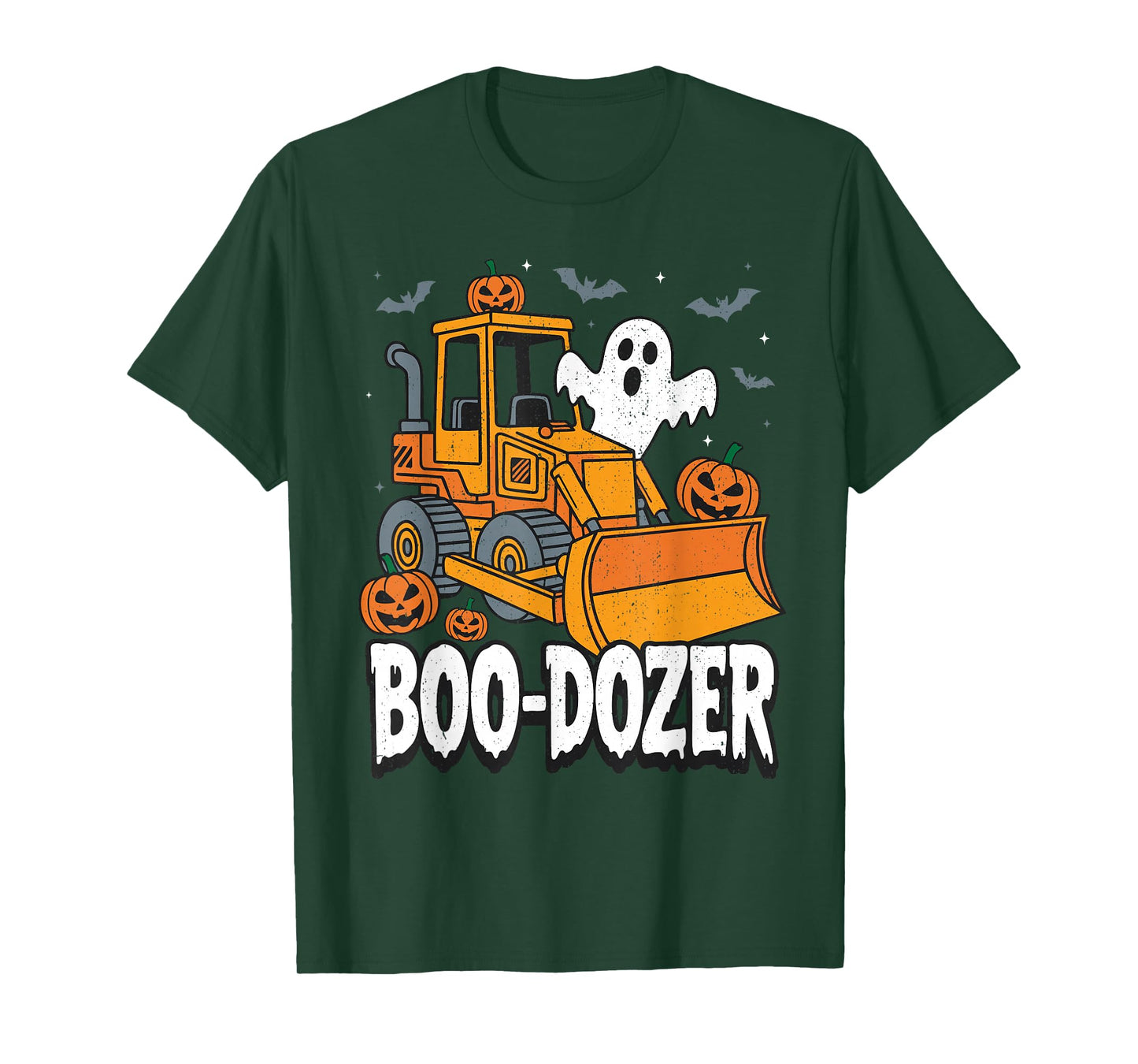 Bulldozer Boy Halloween Boo Dozer Construction Truck Kids T-Shirt