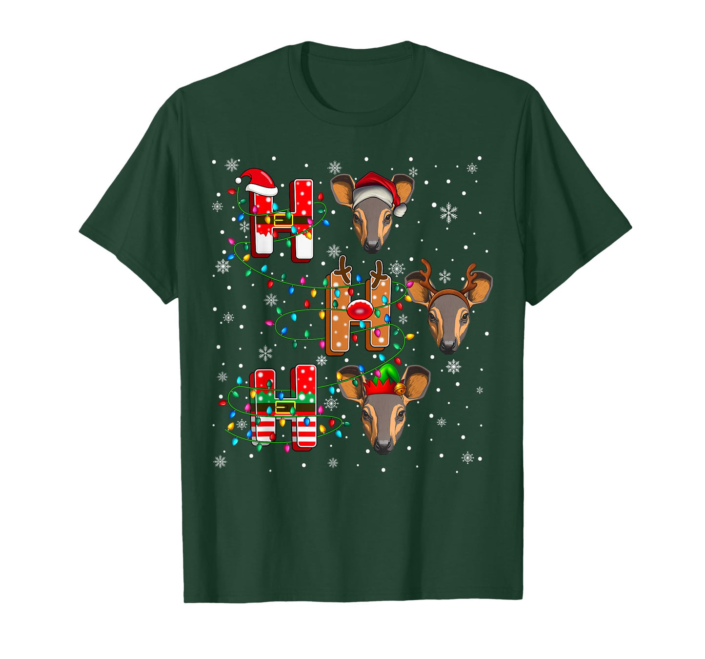 Ho Ho Ho Santa Reindeer Hat Elf Aardvark Animal Christmas T-Shirt