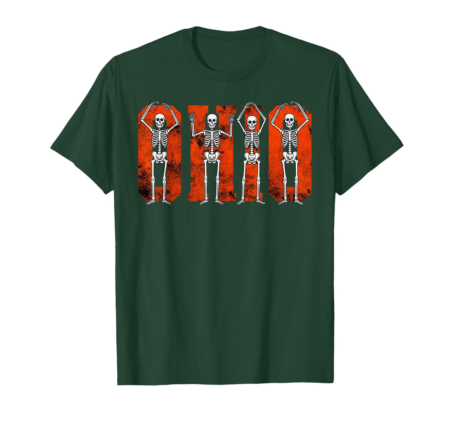 O-H-I-O State Funny Skeletons Ohio Vintage Halloween Team T-Shirt