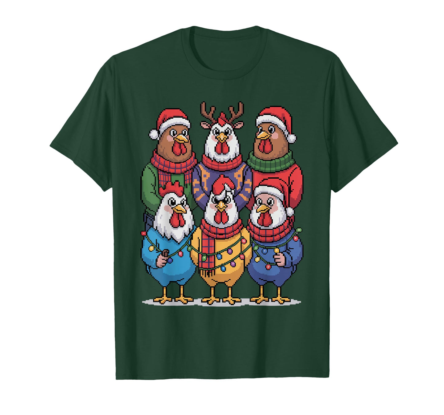 Christmas Lights Chicken Santa Funny Xmas Tree for Men Women T-Shirt
