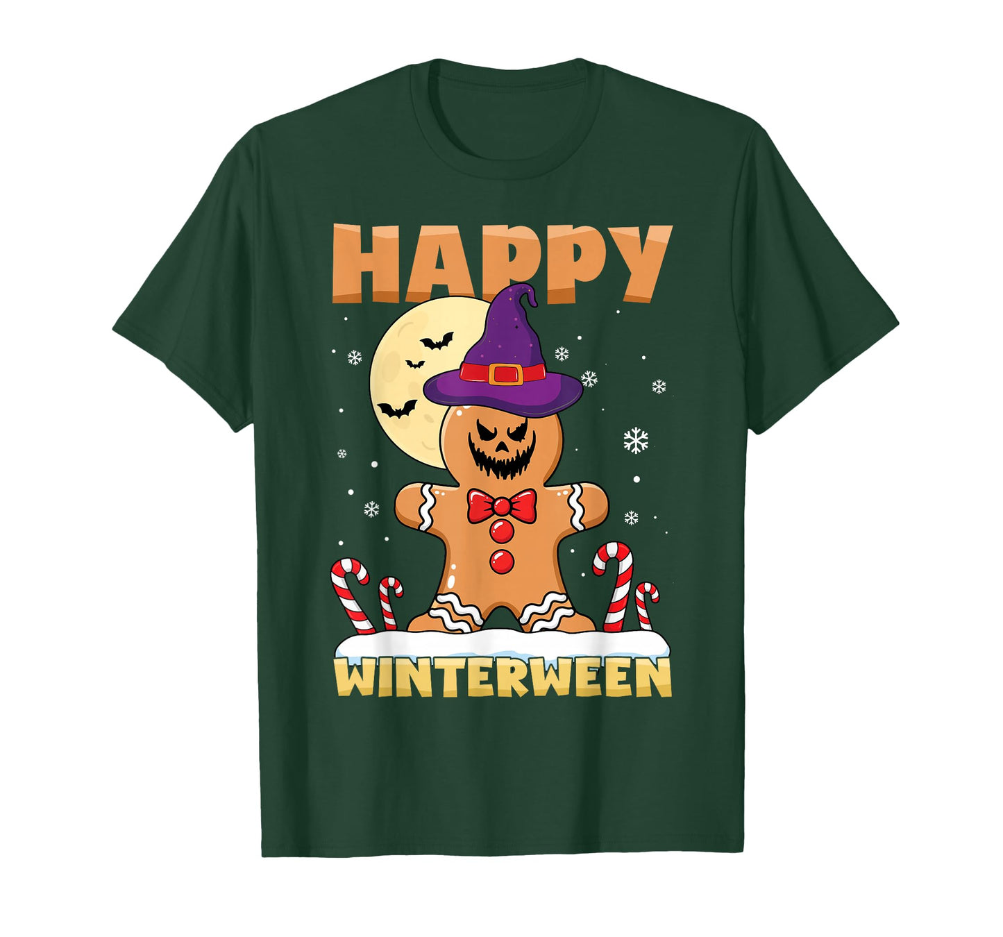 Happy Winterween Halloween Gingerbread Christmas Winter T-Shirt