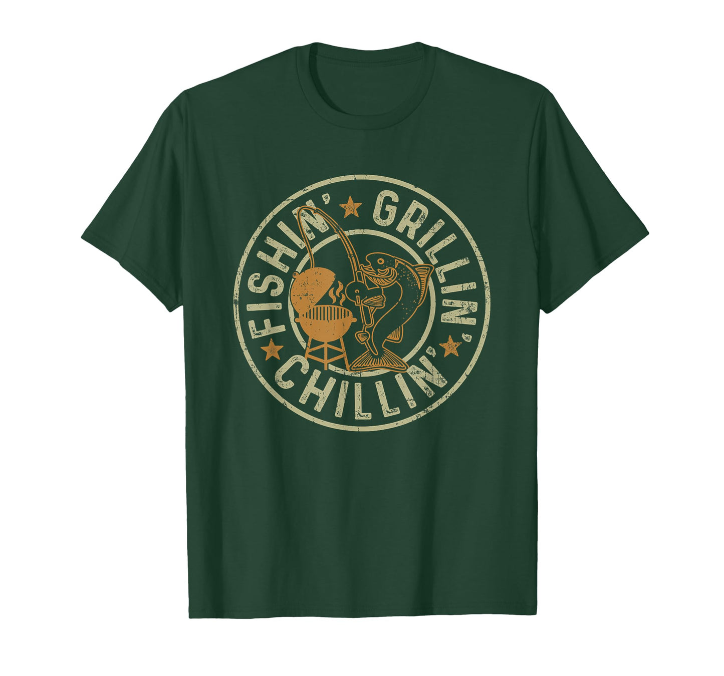 Fishing Grilling Chilling Fishermen BBQ Grill Lover T-Shirt