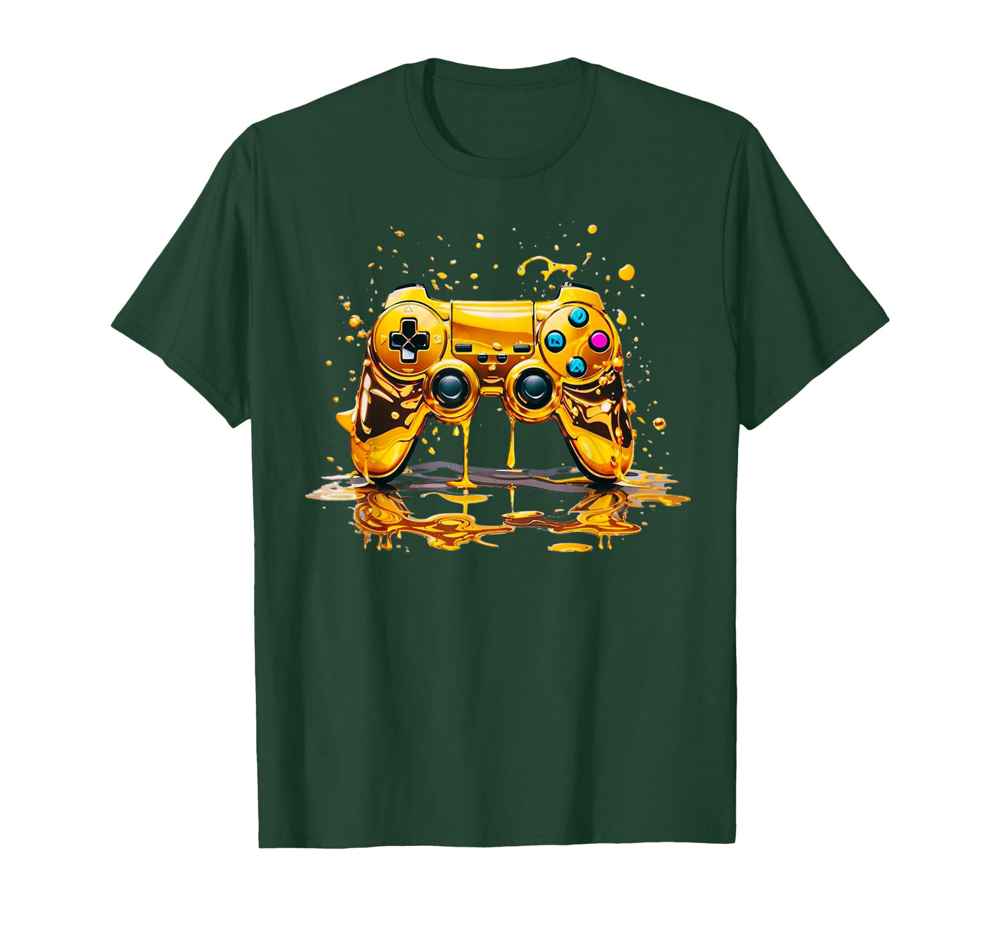 Gold Splash Video Game Controller Golden Gamer Gaming T-Shirt