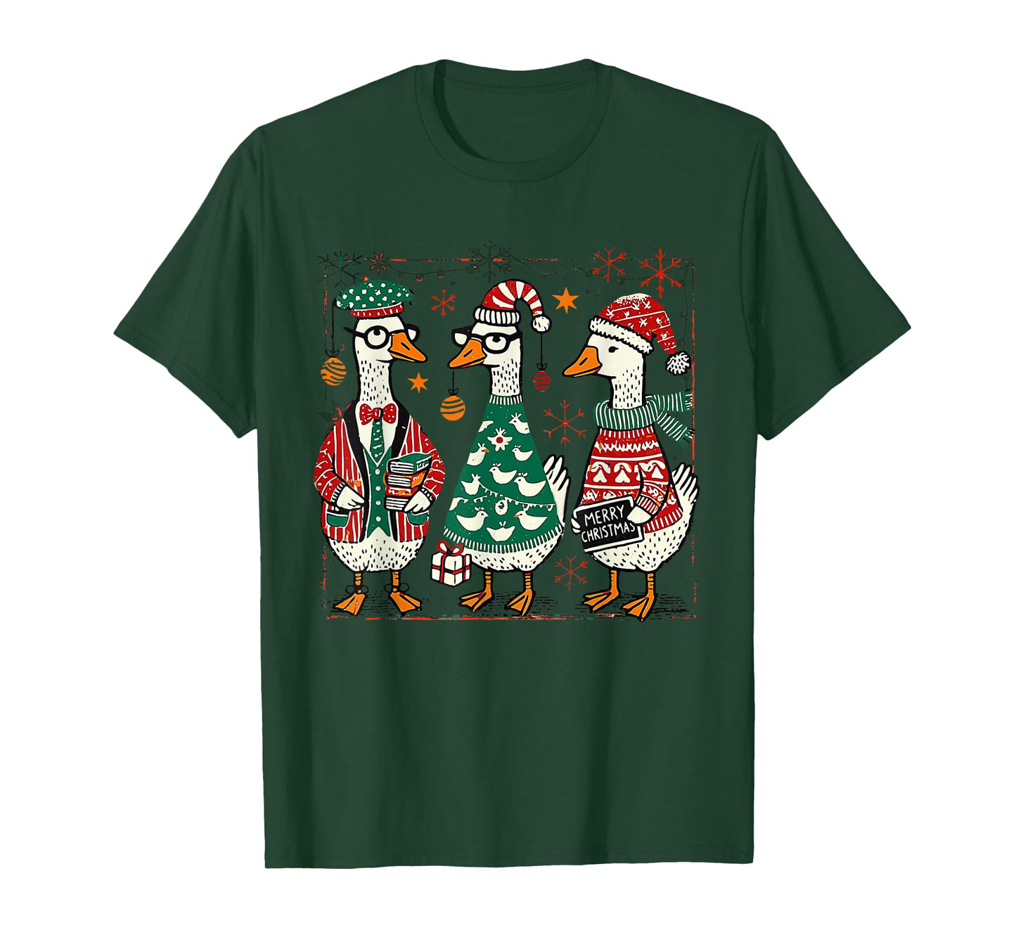 Retro Christmas Silly Goose Christmas Light Goosemas Funny T-Shirt