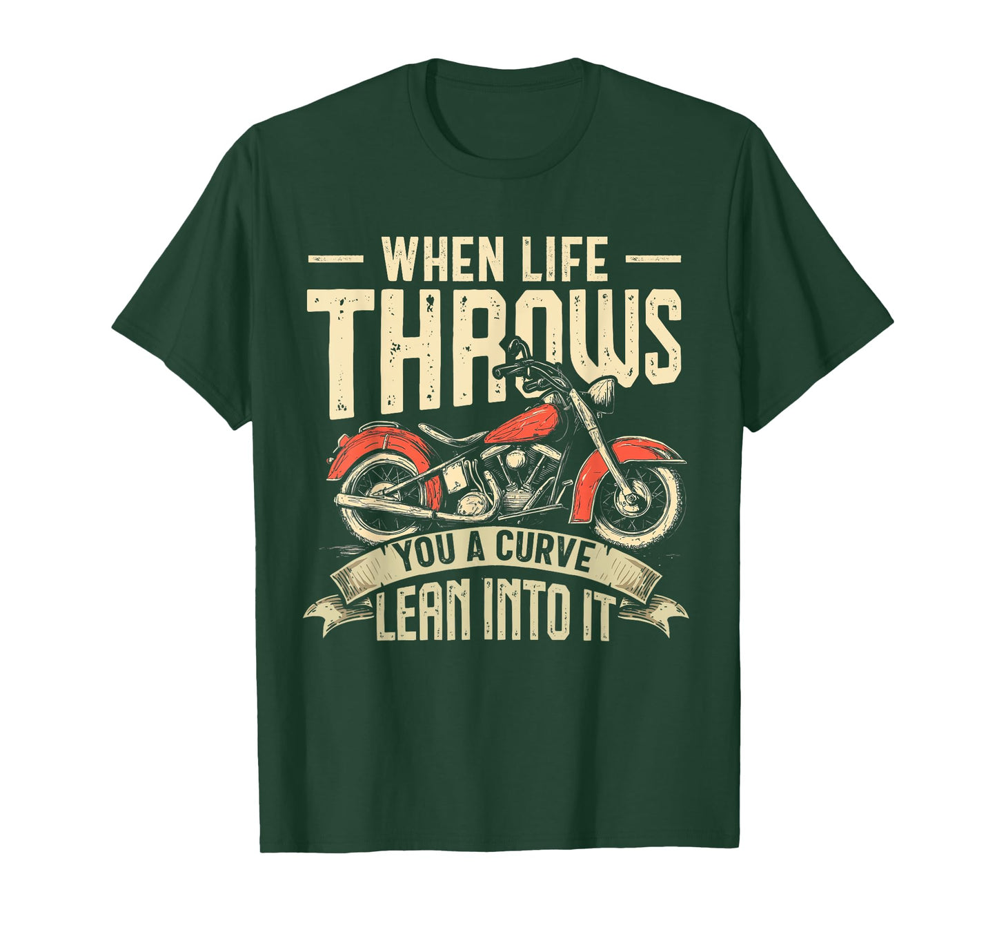 Biker When Life Throws You A Curve Motorcycle Men Women Kids T-Shirt