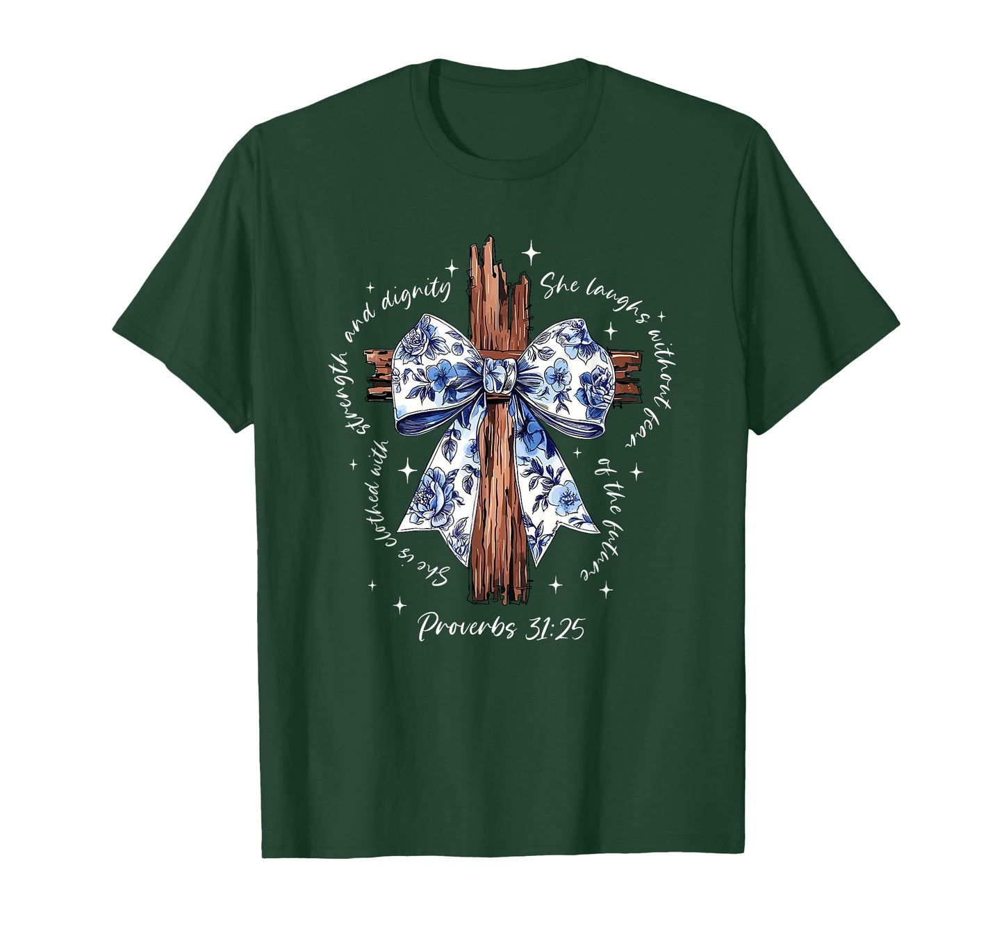 she is clothed with strength and dignity she laughs T-Shirt