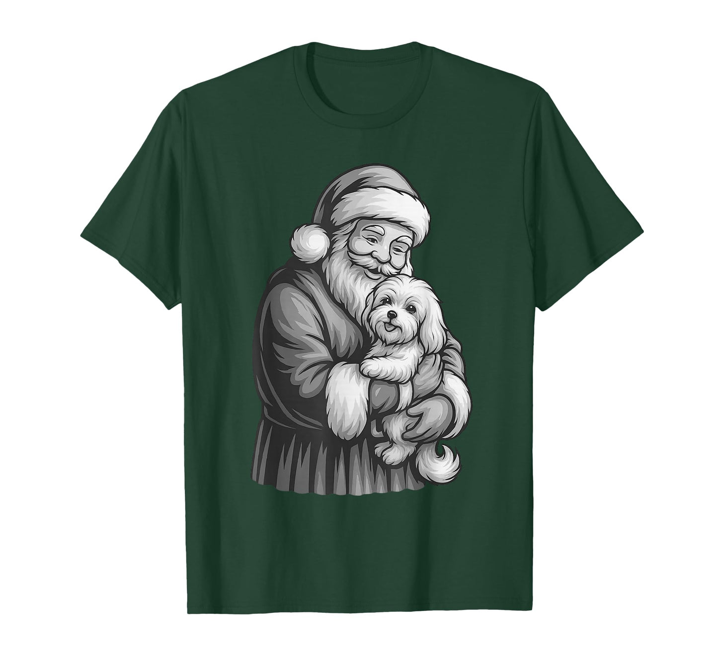 Maltese Dog Santa Claus Christmas Dog Lover T-Shirt