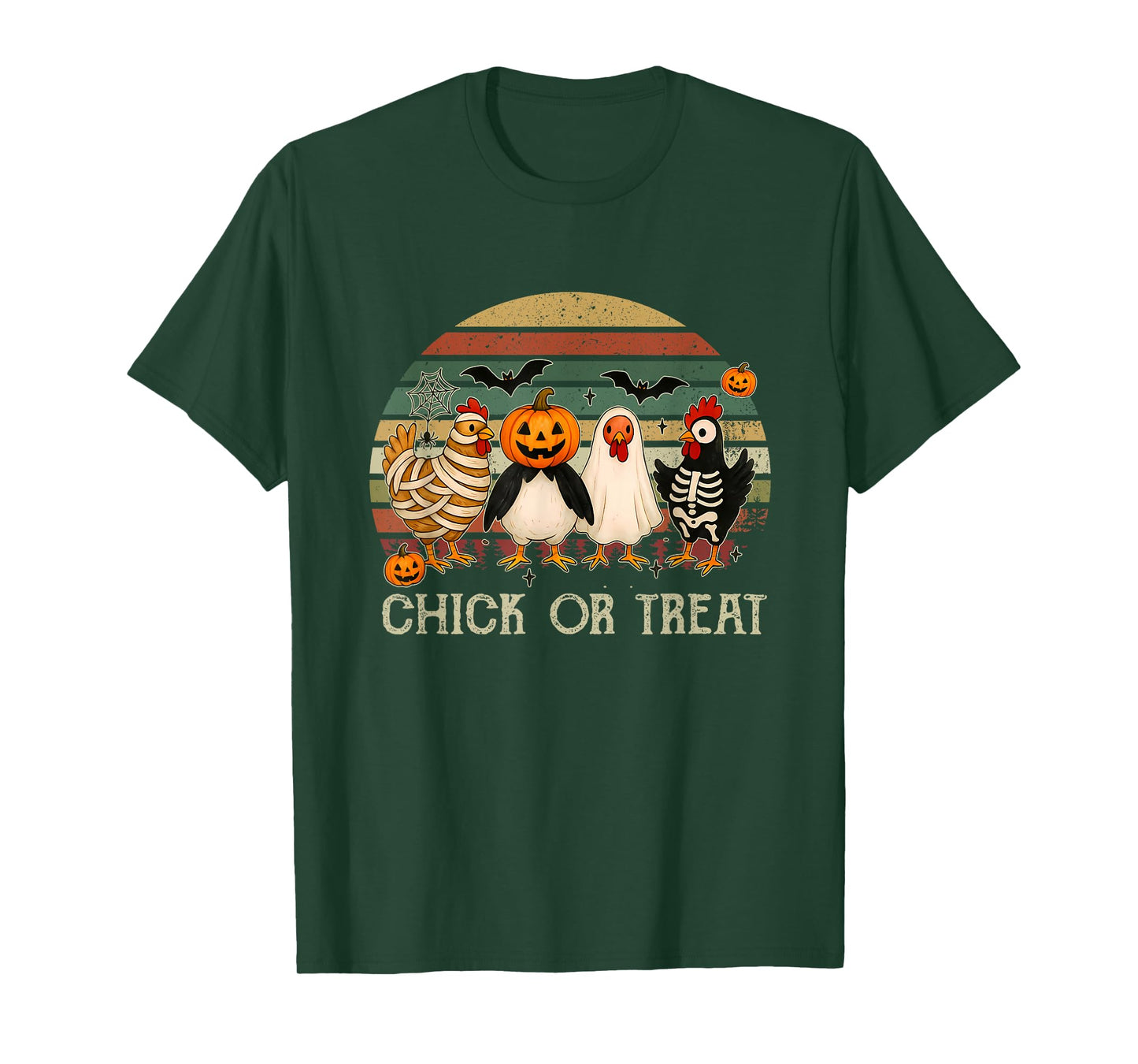 Halloween Chick Or Treat Pumpkin Spooky Witch Chicken Farmer T-Shirt