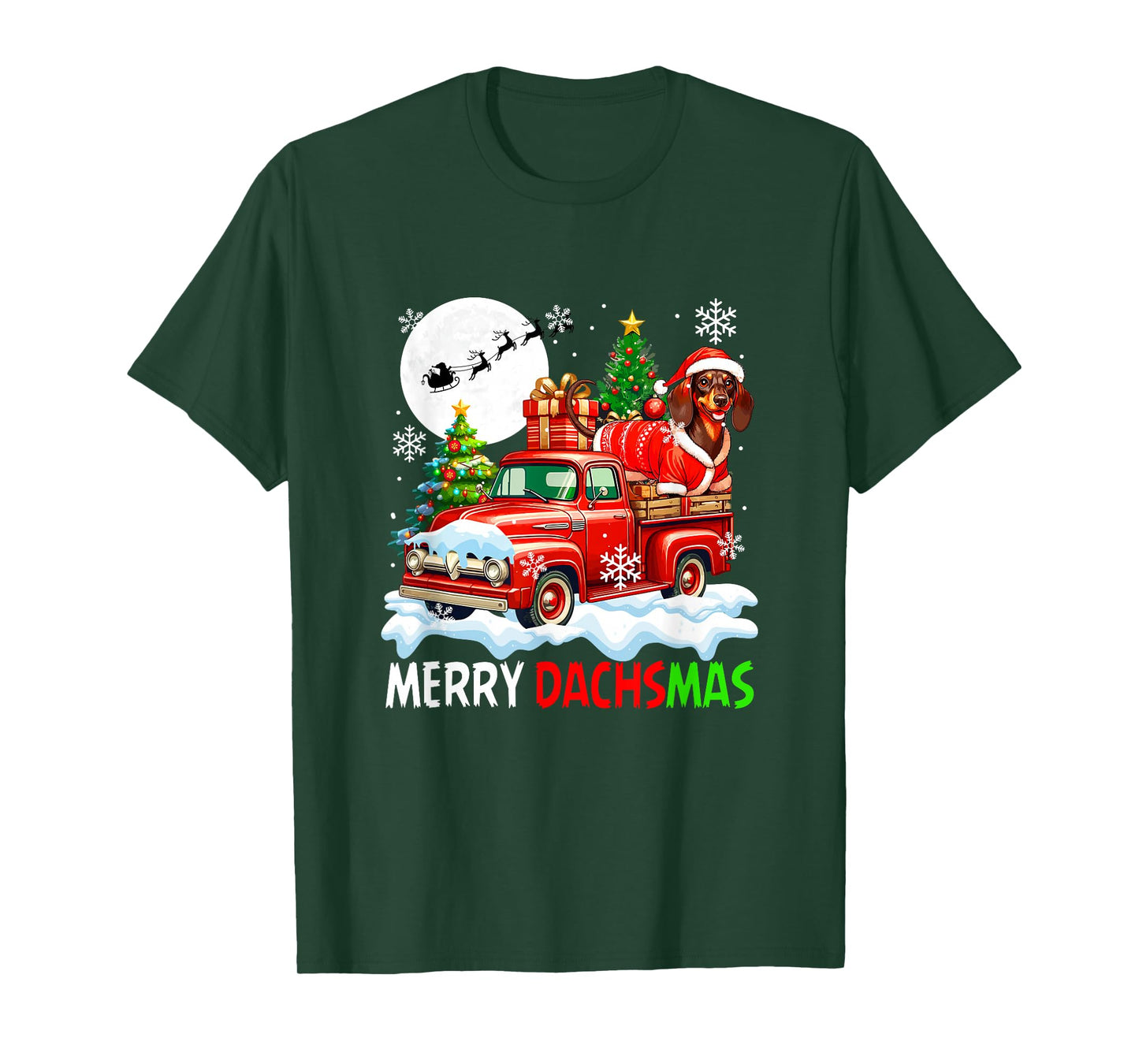 Merry Christmas Santa Dachshund On Pickup Truck Owner Kids T-Shirt