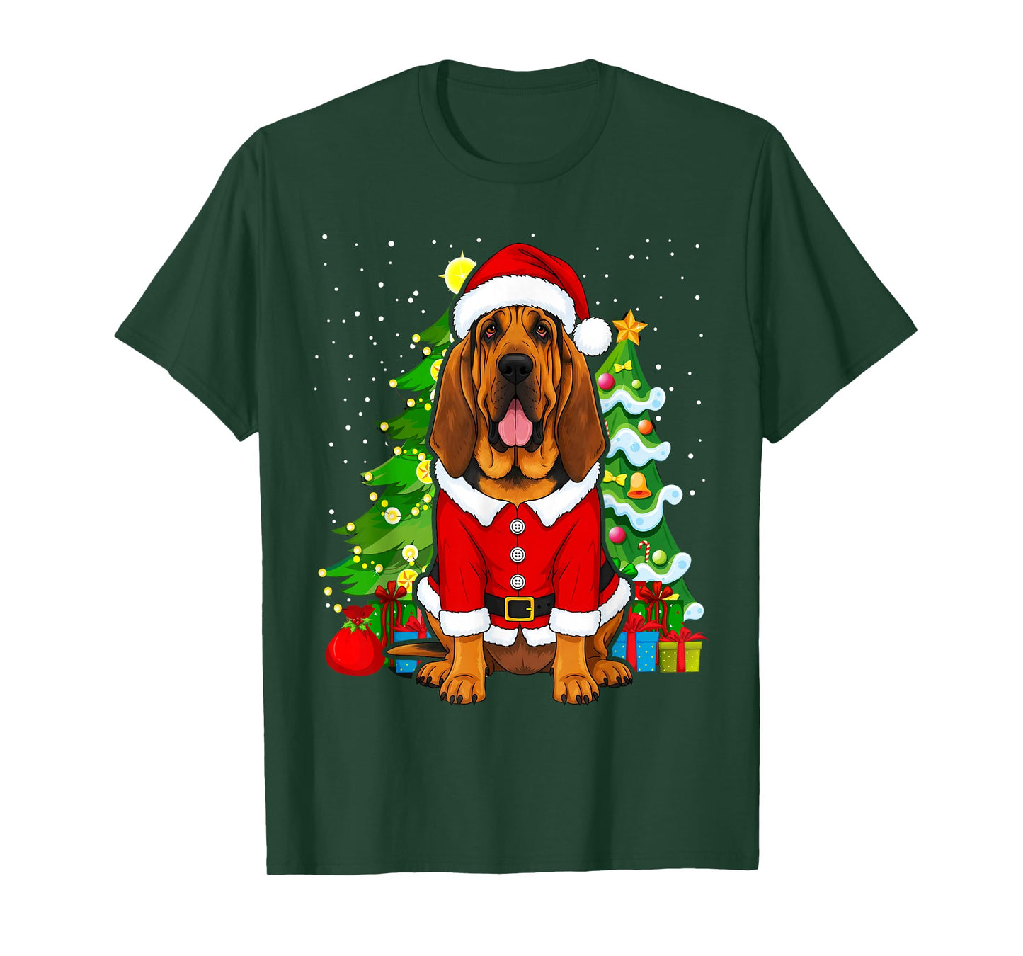 Santa Bloodhound Christmas Xmas Dog Puppy Lover T-Shirt