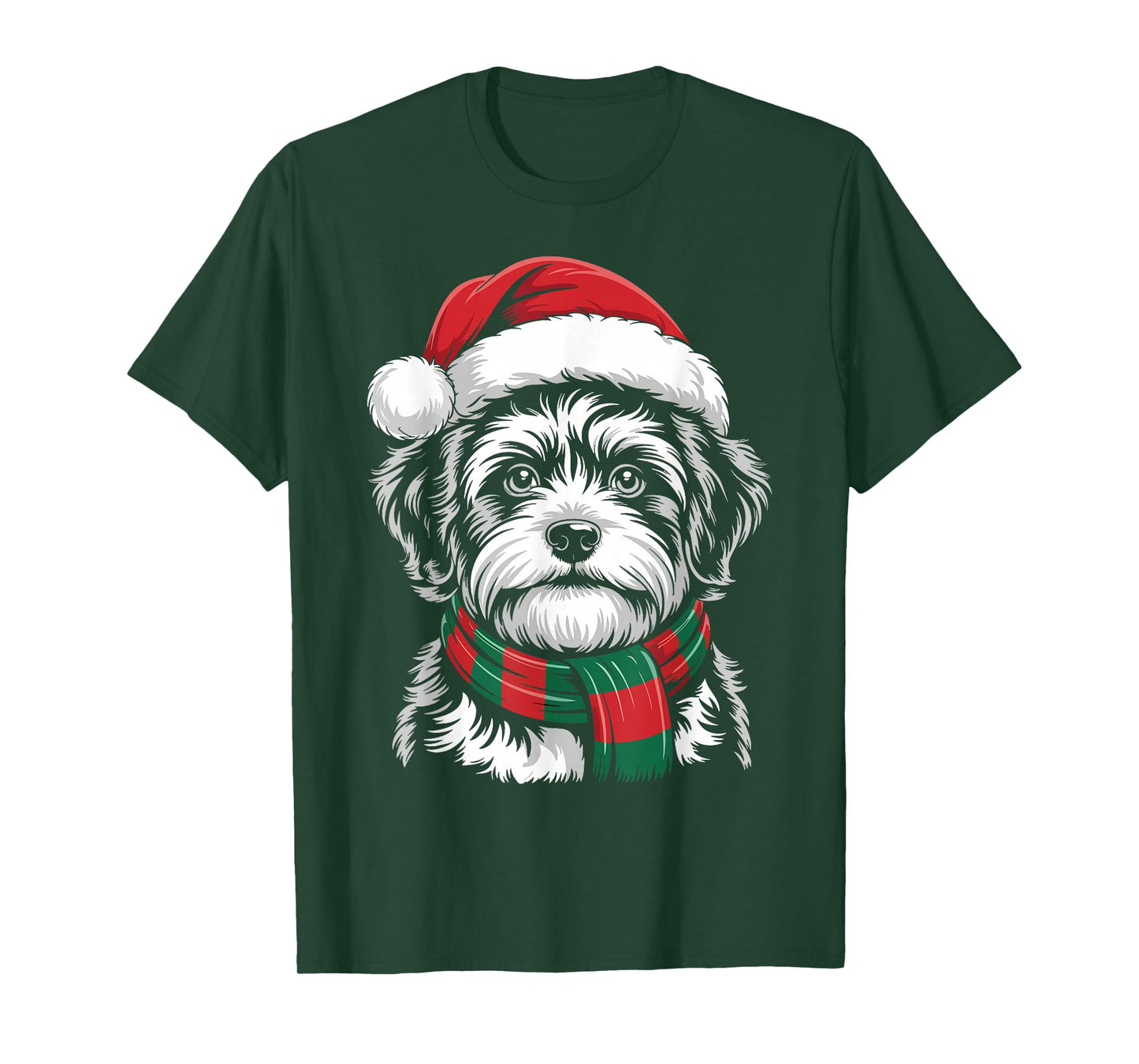Zuchon Dog Xmas Santa Hat Scarf Christmas Costume T-Shirt