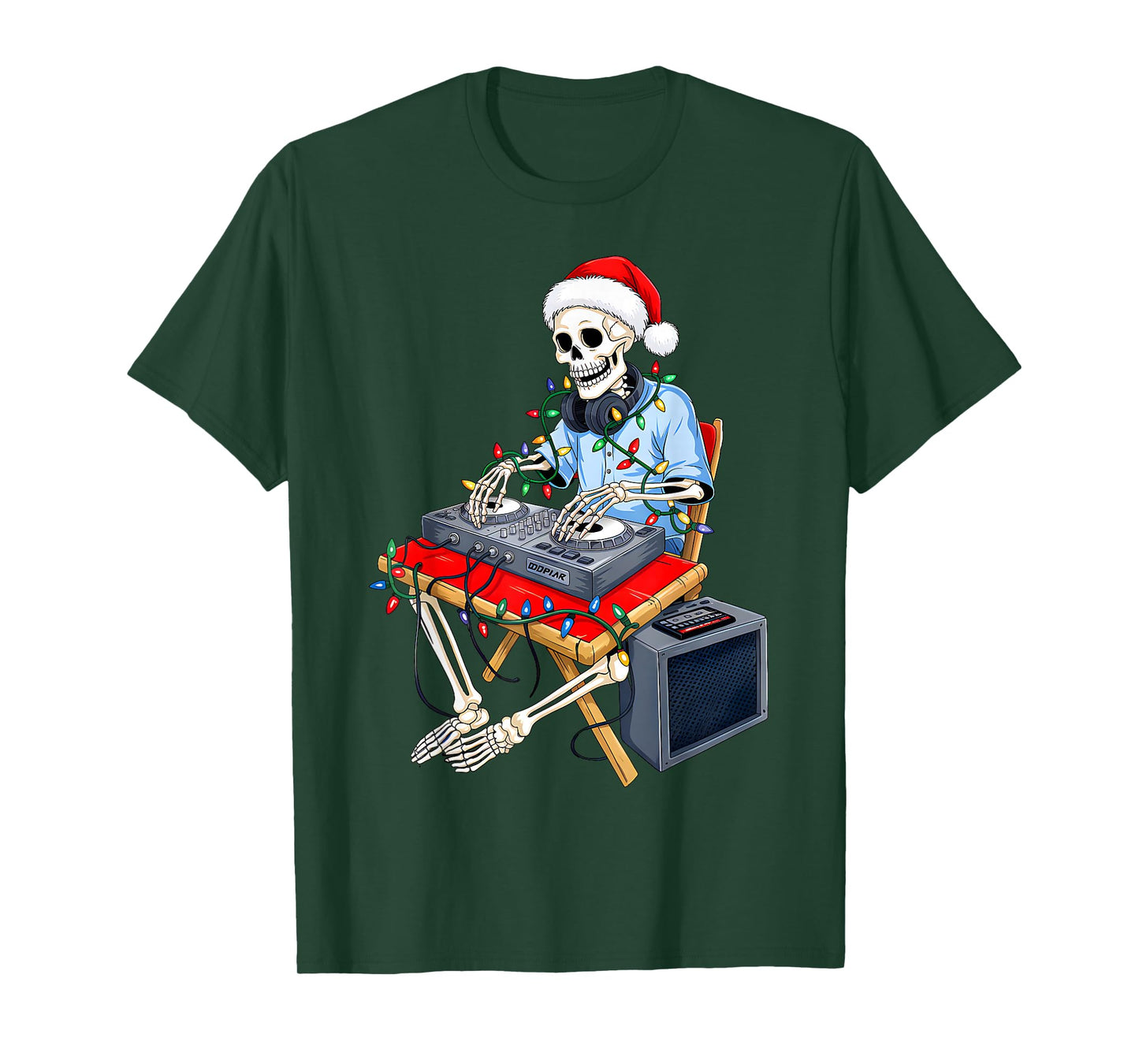 Xmas Santa Skeleton Playing Dj Funny Christmas Boys Kids T-Shirt