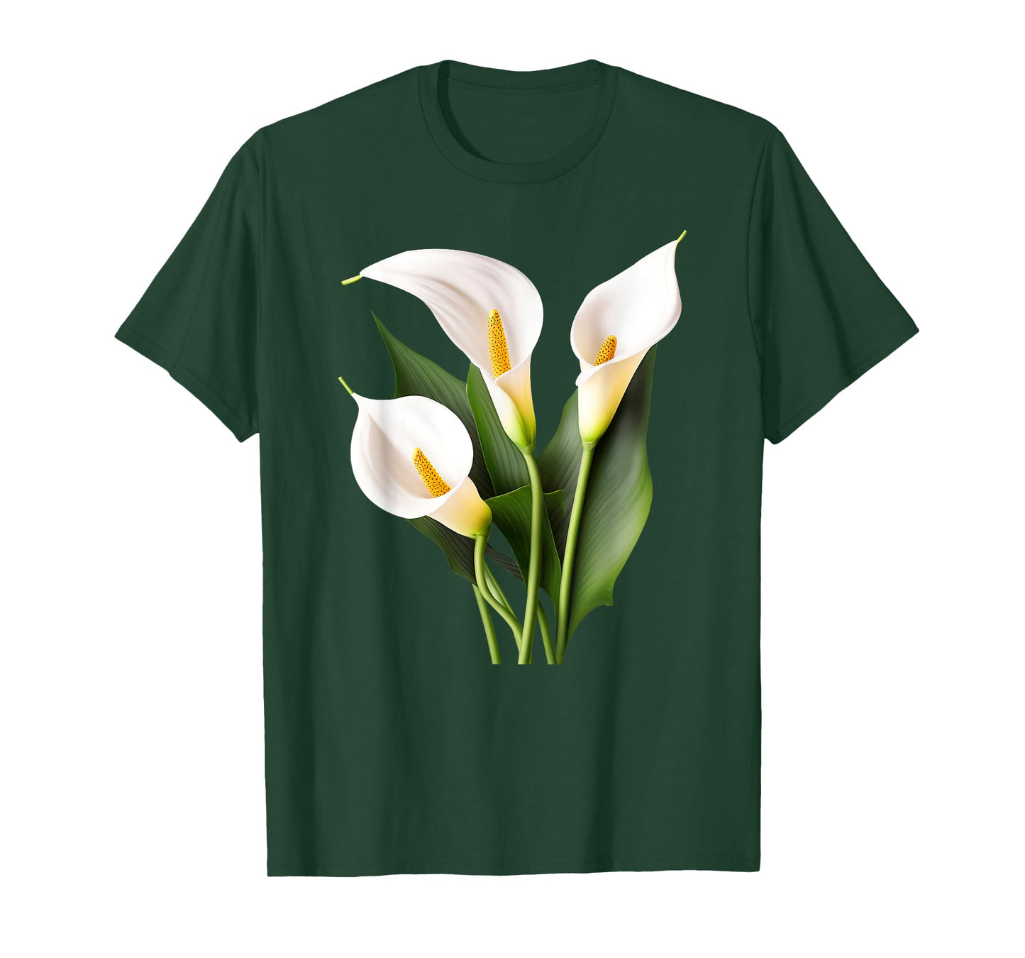 White Calla Lily Flower Illustration Novelty Graphic Designs T-Shirt