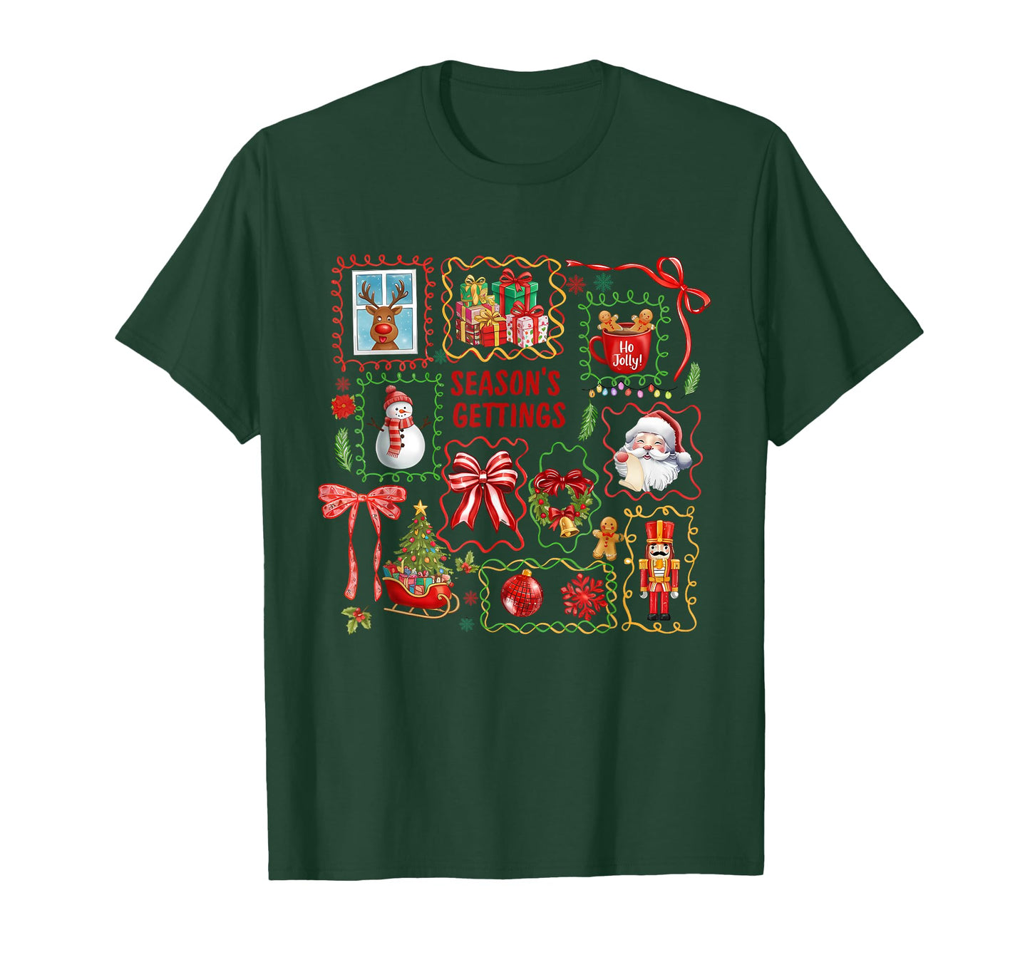 Coquette Merry Christmas, Christmas Bow, Season's Gettings T-Shirt