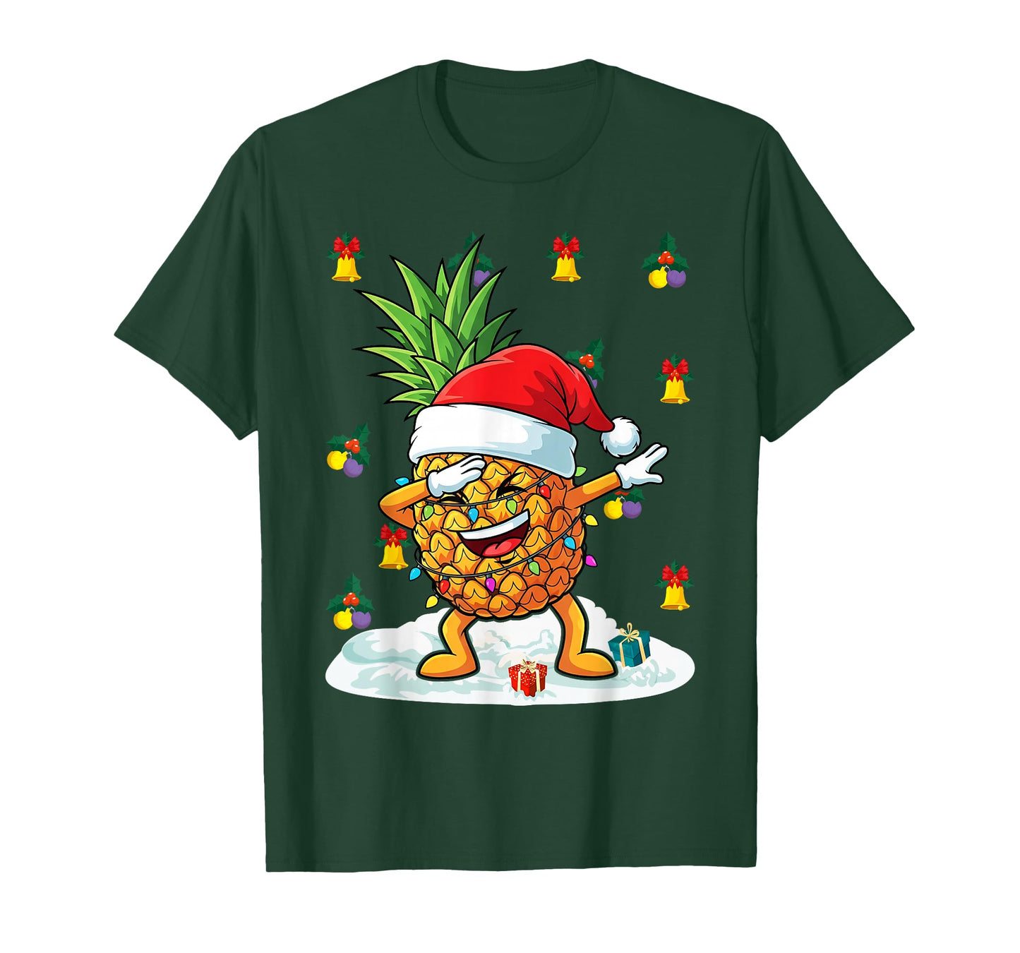 Dabbing Pineapple Santa Hat Christmas Pajama Fruit Hawaiian T-Shirt