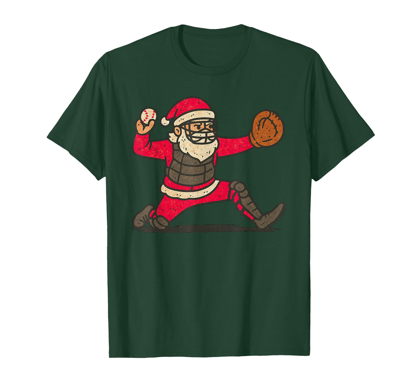 Santa Claus Playing Baseball Xmas Holiday Funny Christmas T-Shirt