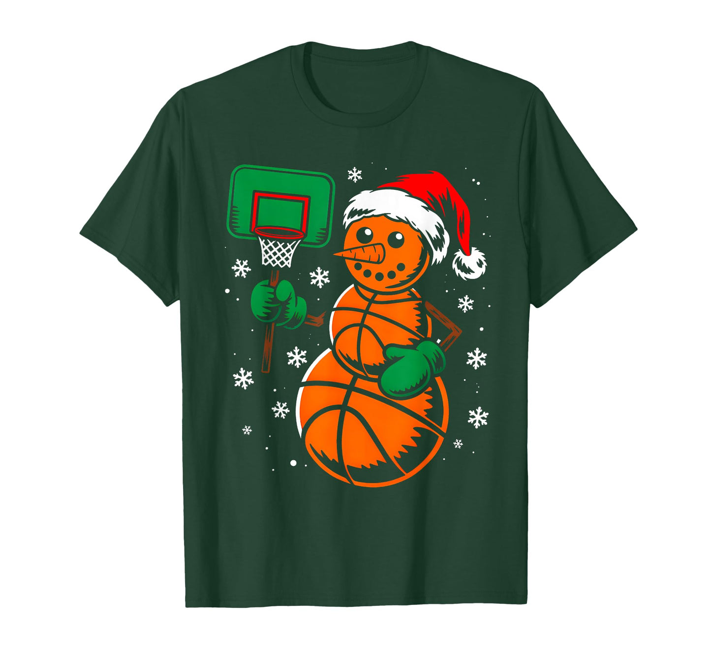 Basketball Santa Hat Snowman Xmas Funny Basketball Christmas T-Shirt