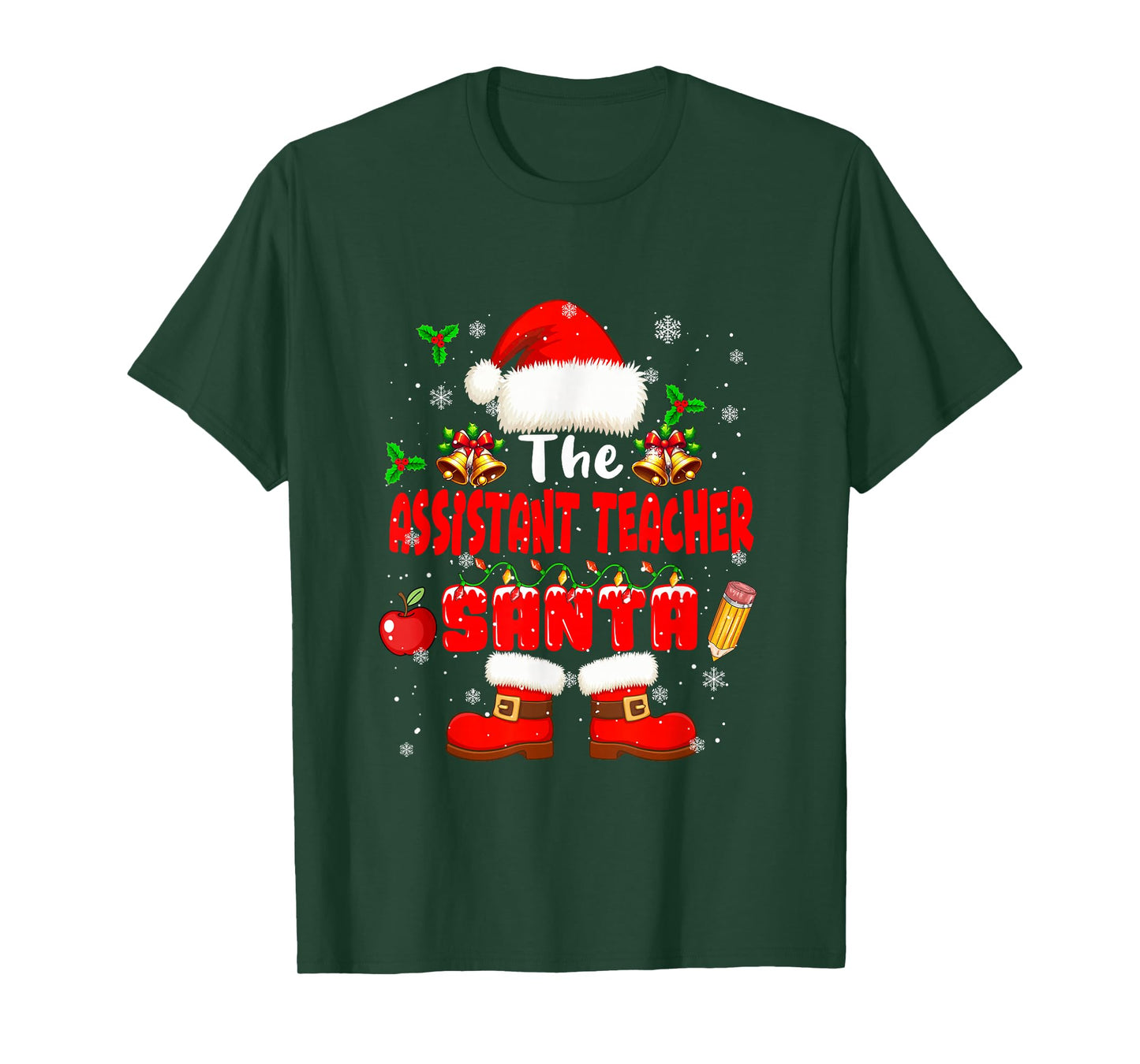 The Assistant Teacher Santa Christmas Colorful Job Team T-Shirt