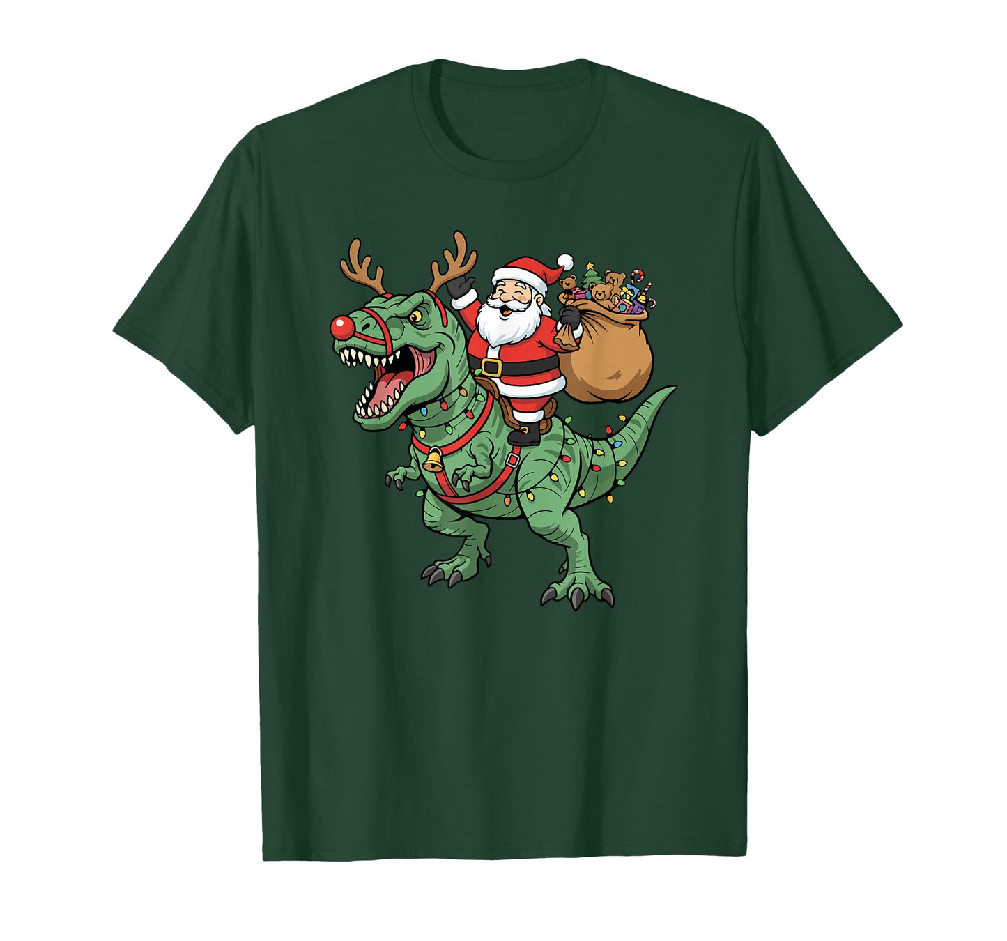 Santa Claus Riding T-Rex Funny Christmas Dinosaur T-Shirt