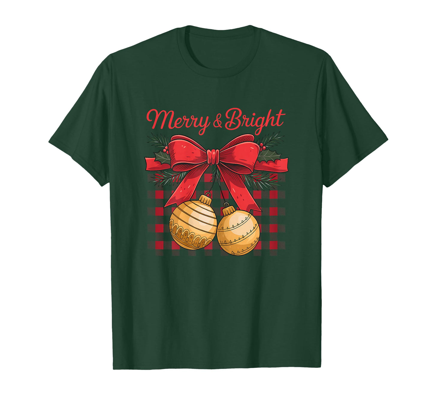 Coquette Merry and Bright Christmas Bow Women Girl Kids T-Shirt