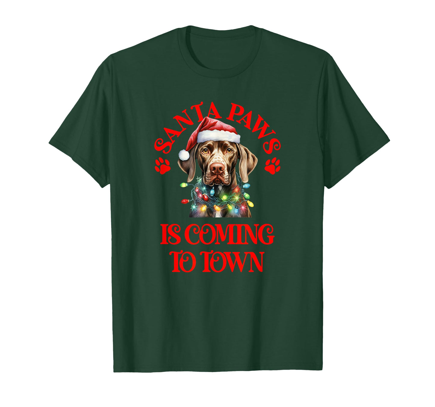 Santa Paws is Coming to Town with Christmas GSP T-Shirt