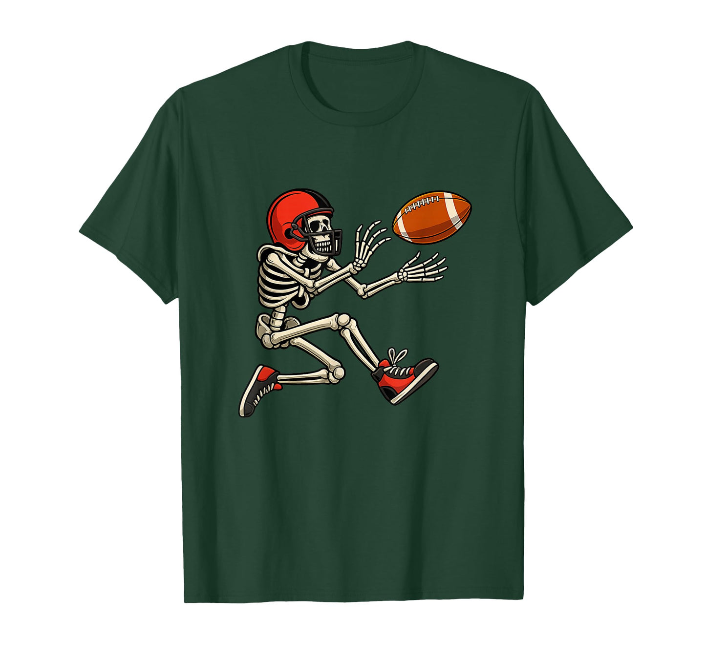 Funny Halloween Football Skeleton Catching a Football Gifts T-Shirt