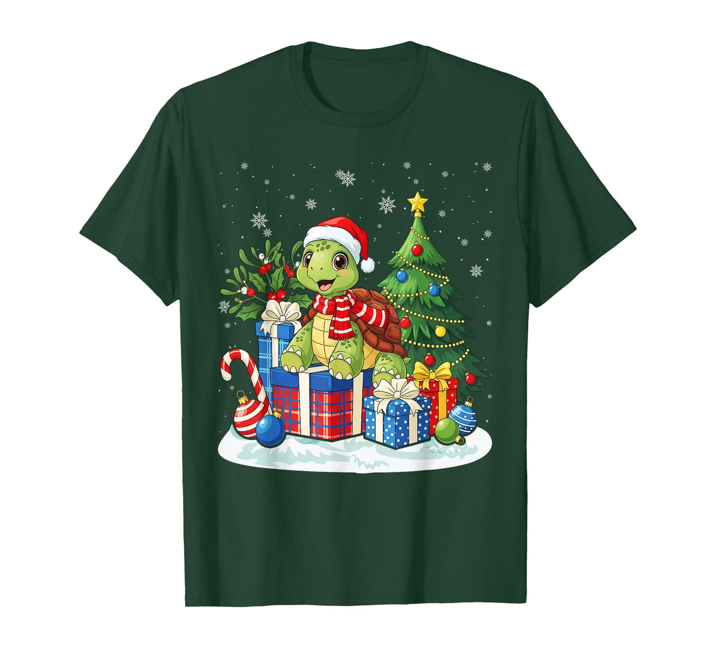 with Santa Hat Christmas Turtle Lovers T-Shirt