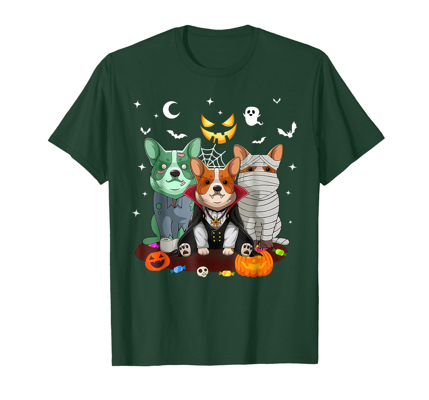 Corgi Dog Ghost Witch Pumpkin Halloween Costume Dog Lover T-Shirt