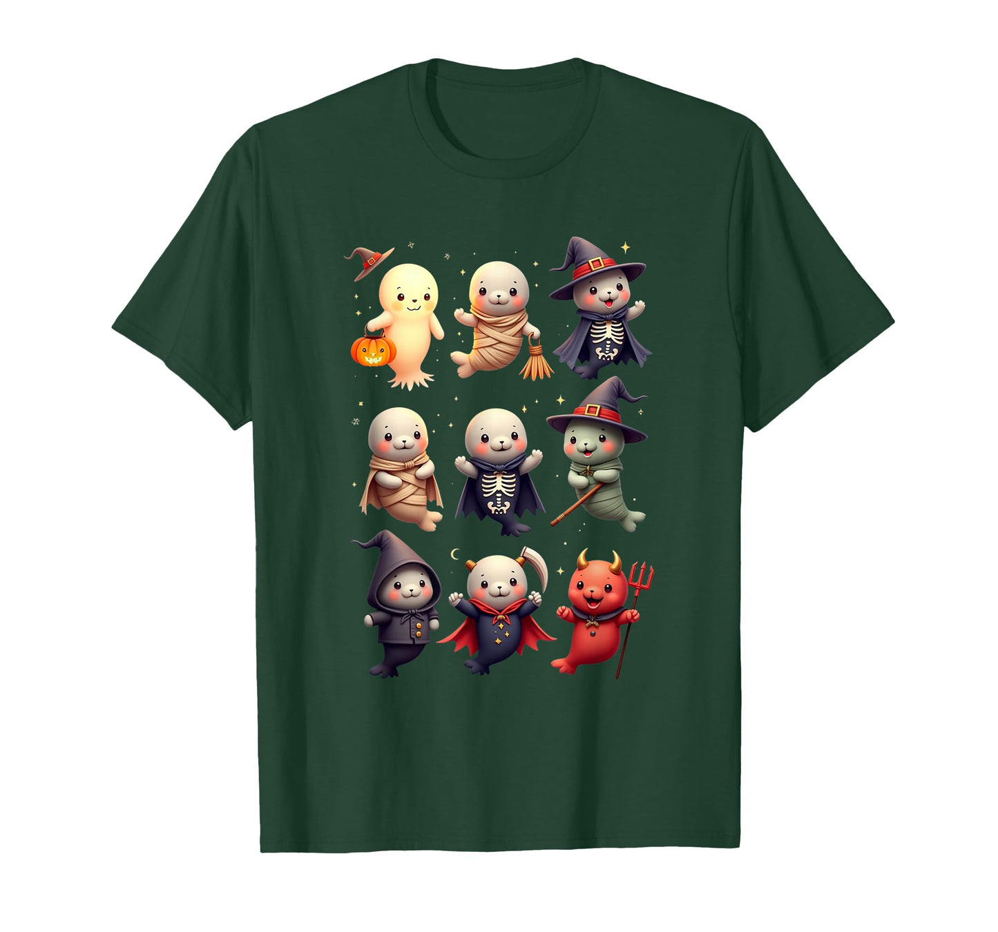 Funny Cute Manatee Boo Witch Zombie Vampire Halloween T-Shirt