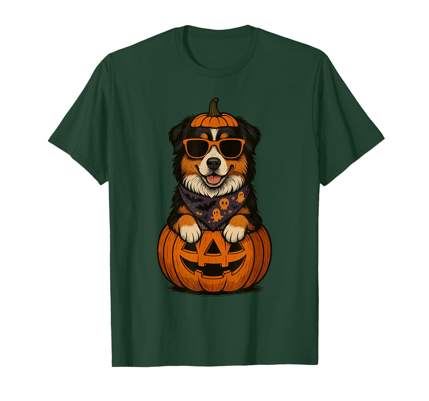 Spooky Australian Shepherd Pumpkin Halloween Dog Lover T-Shirt