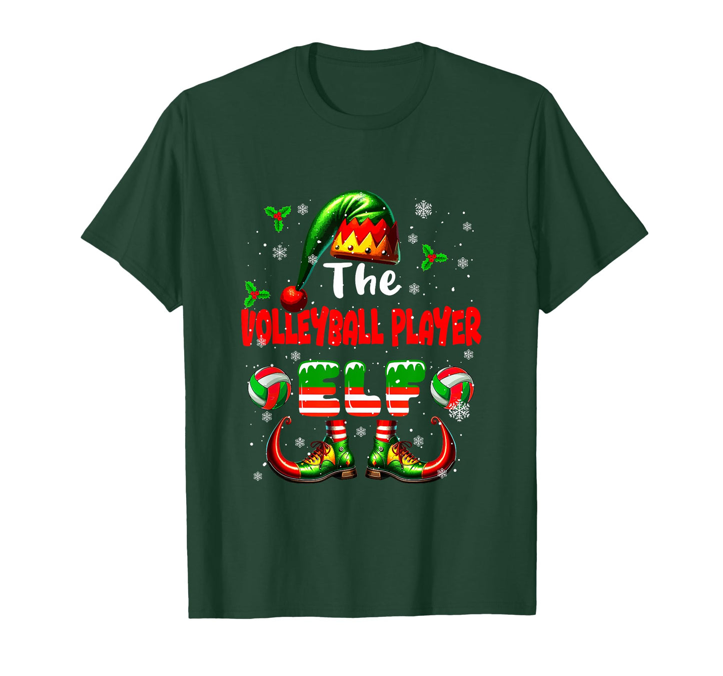 The Volleyball Player Elf Christmas Job Team Funny Parties T-Shirt