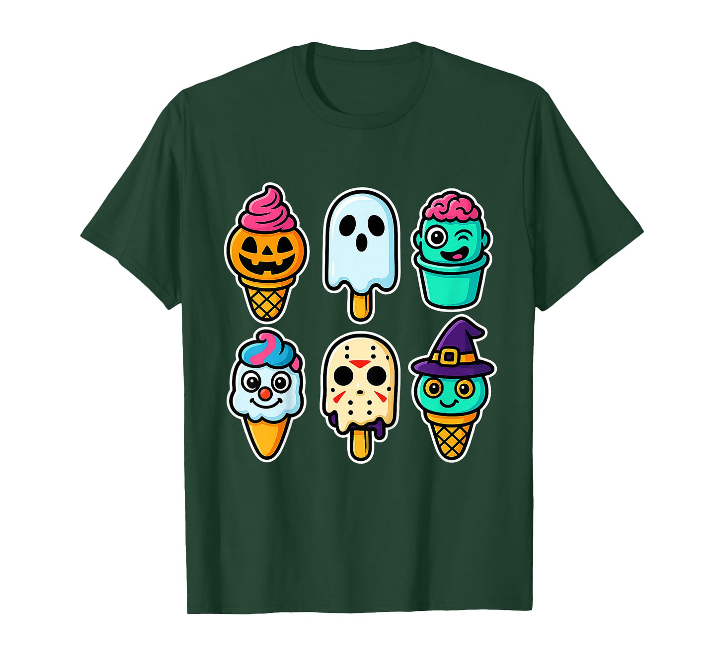 Funny Horror Ice Cream Pops Summerween Halloween Candy Boys T-Shirt