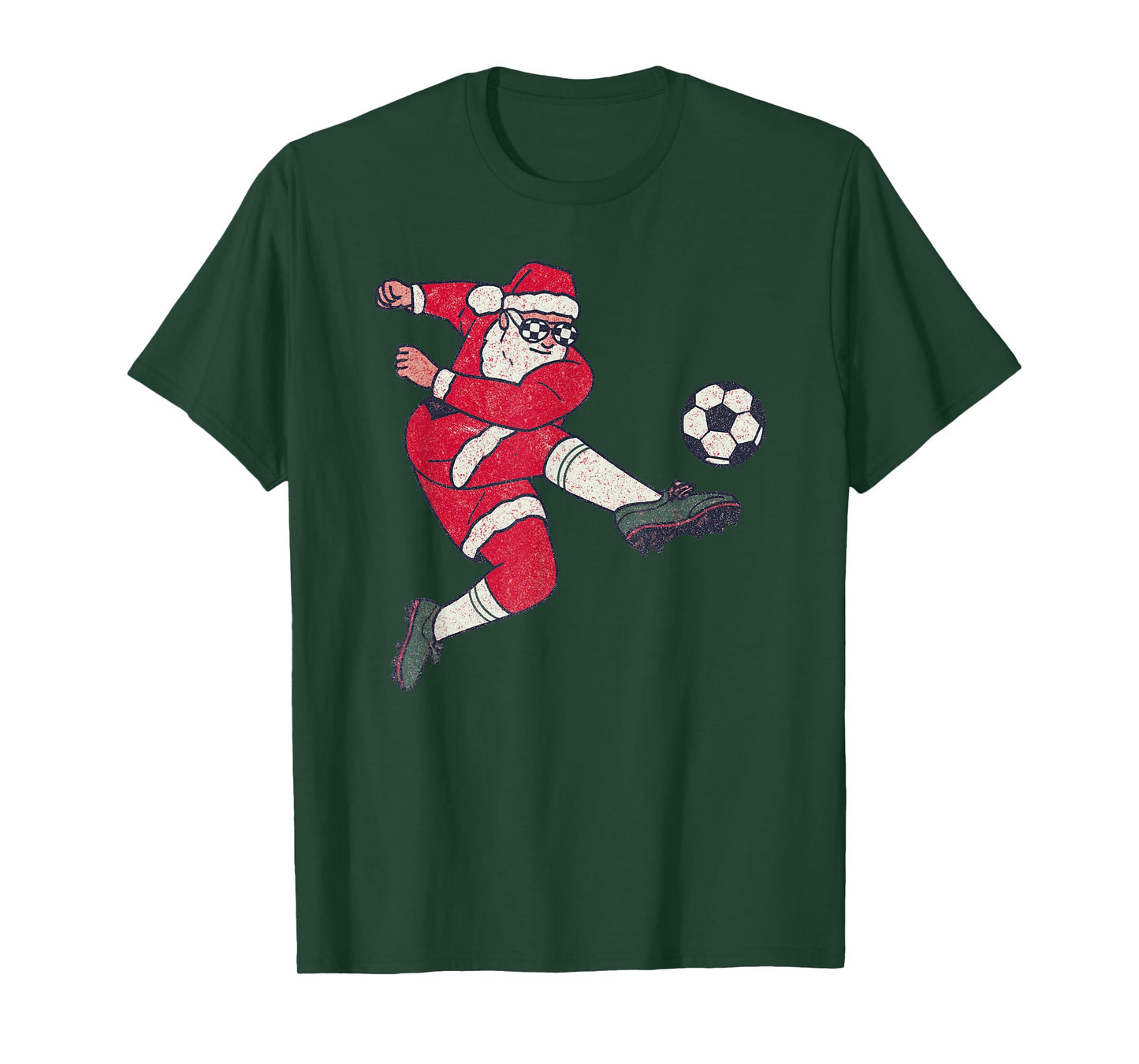 Santa Playing Soccer Christmas Vintage Funny Xmas Holiday T-Shirt