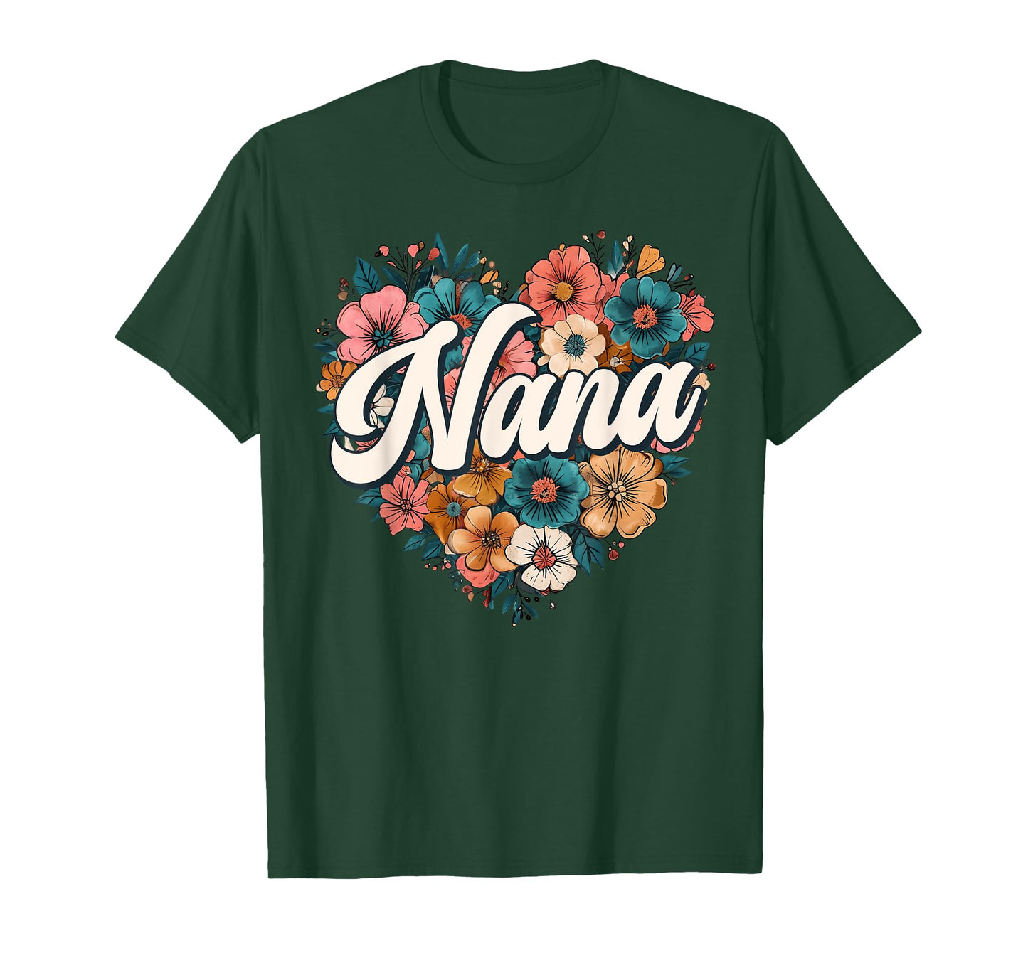 Nana Floral Heart Flower Mother's Day Vintage Retro T-Shirt