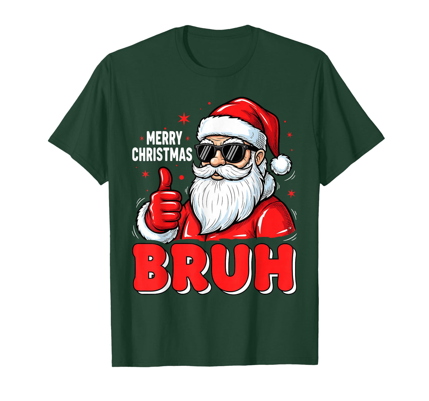 Merry Christmas Bruh Funny Santa Claus Sunglass Men Boys T-Shirt