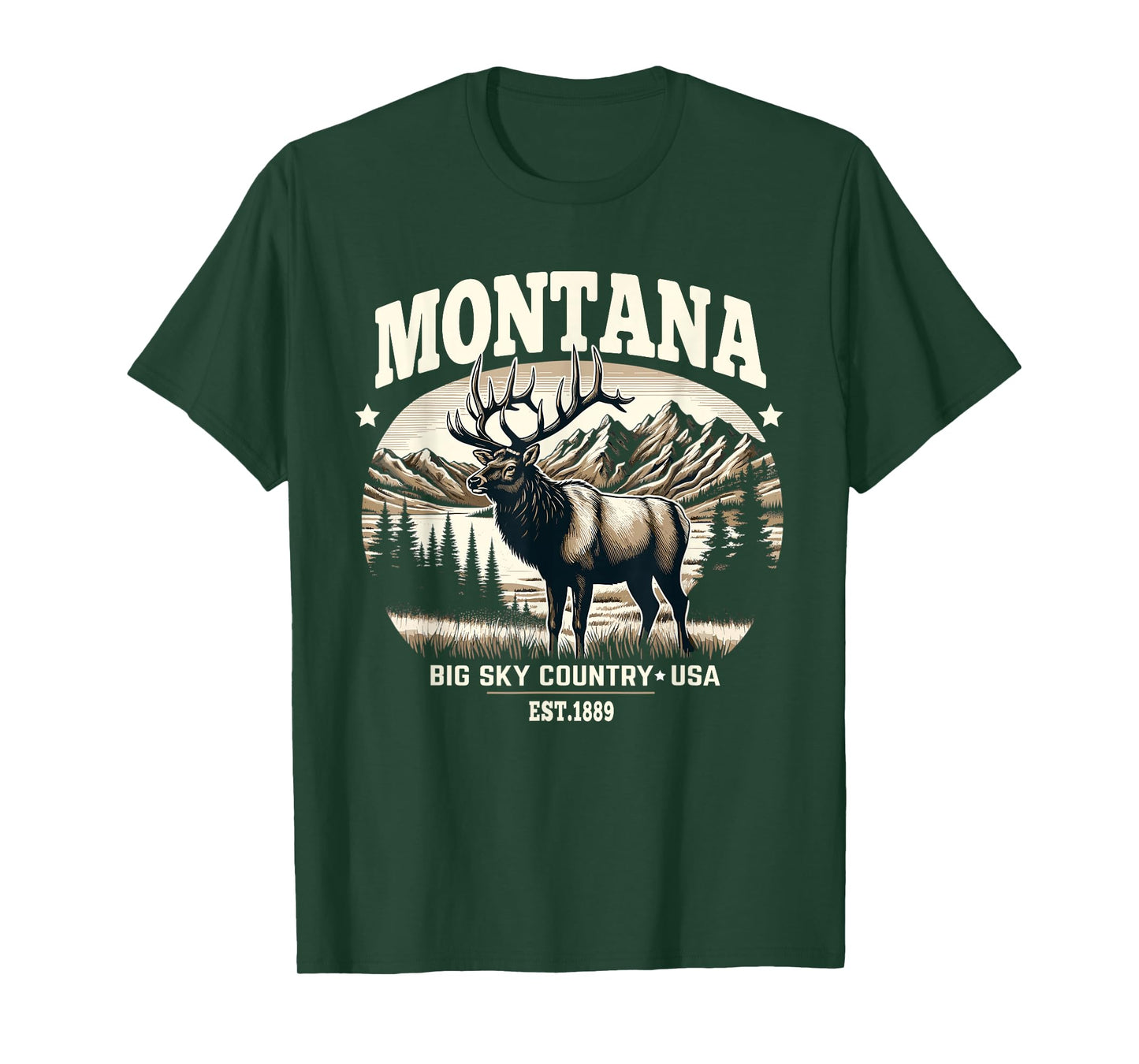Montana Rocky Mountain Elk, Big Sky Country Design T-Shirt
