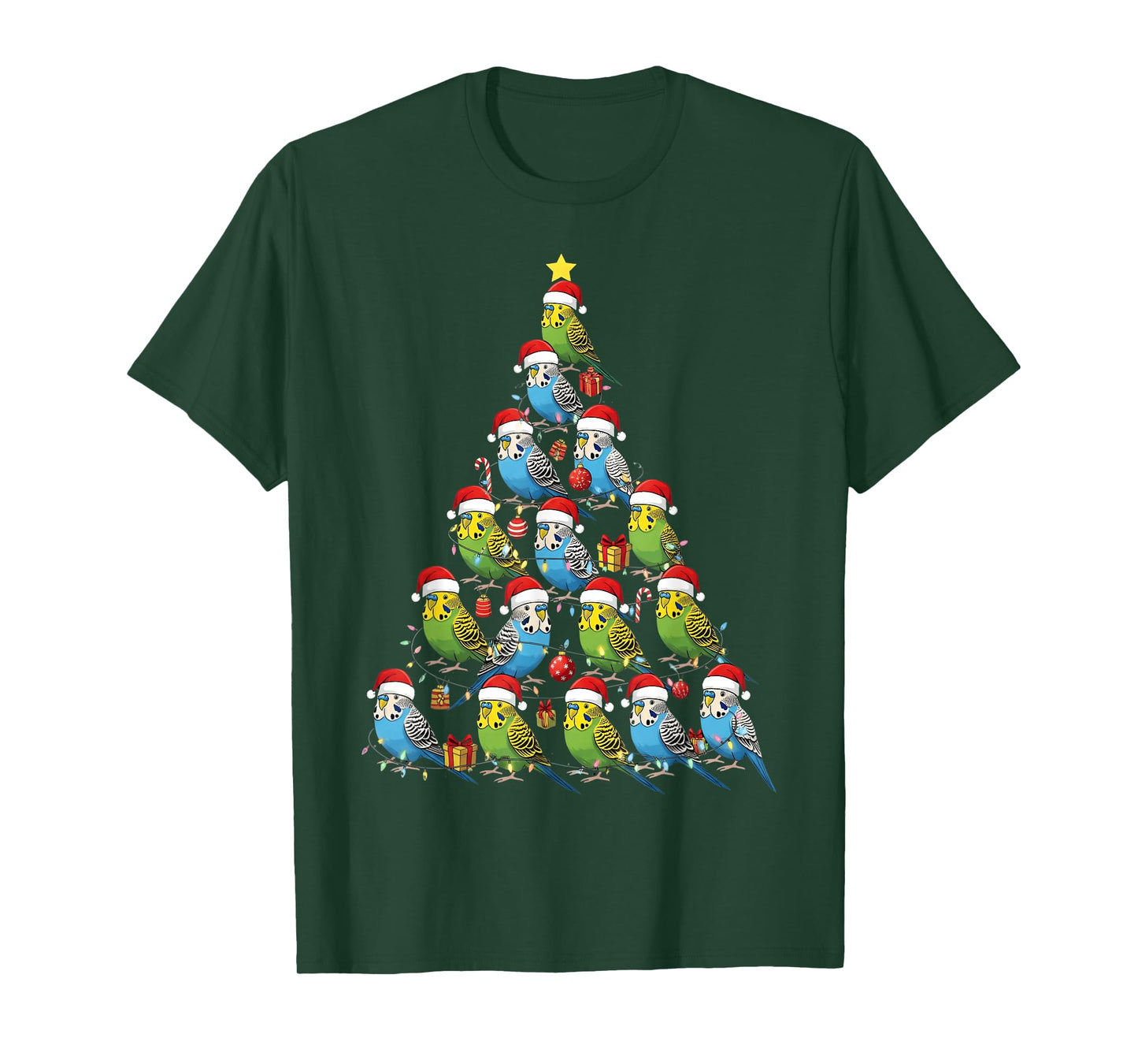 Christmas Budgie Bird Lover Funny Xmas Santa Men Women Kids T-Shirt