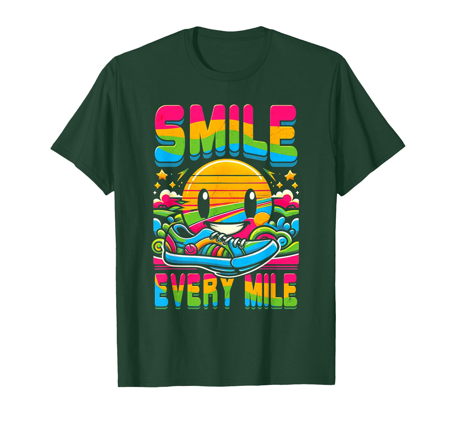 Hilarious Running Runner Smile Every Mile Graphic Saying T-Shirt
